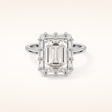 2.92 CT Emerald Shaped Halo Moissanite Engagement Ring