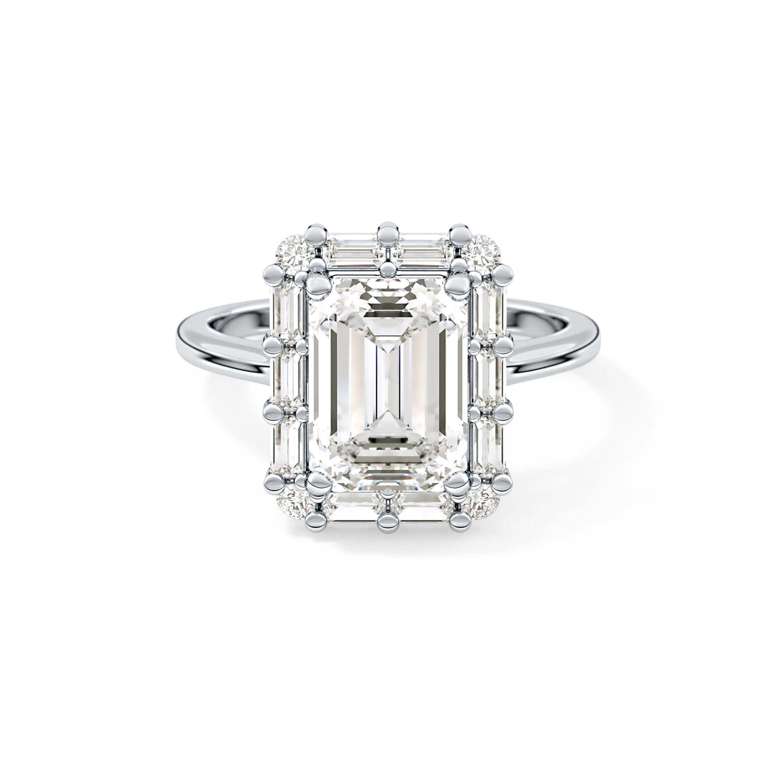 Emerald Cluster Lab Grown Diamond Engagement Ring