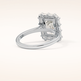 2.92 CT Emerald Shaped Halo Moissanite Engagement Ring