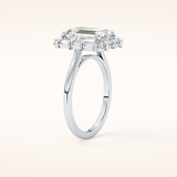 2.92 CT Emerald Shaped Halo Moissanite Engagement Ring