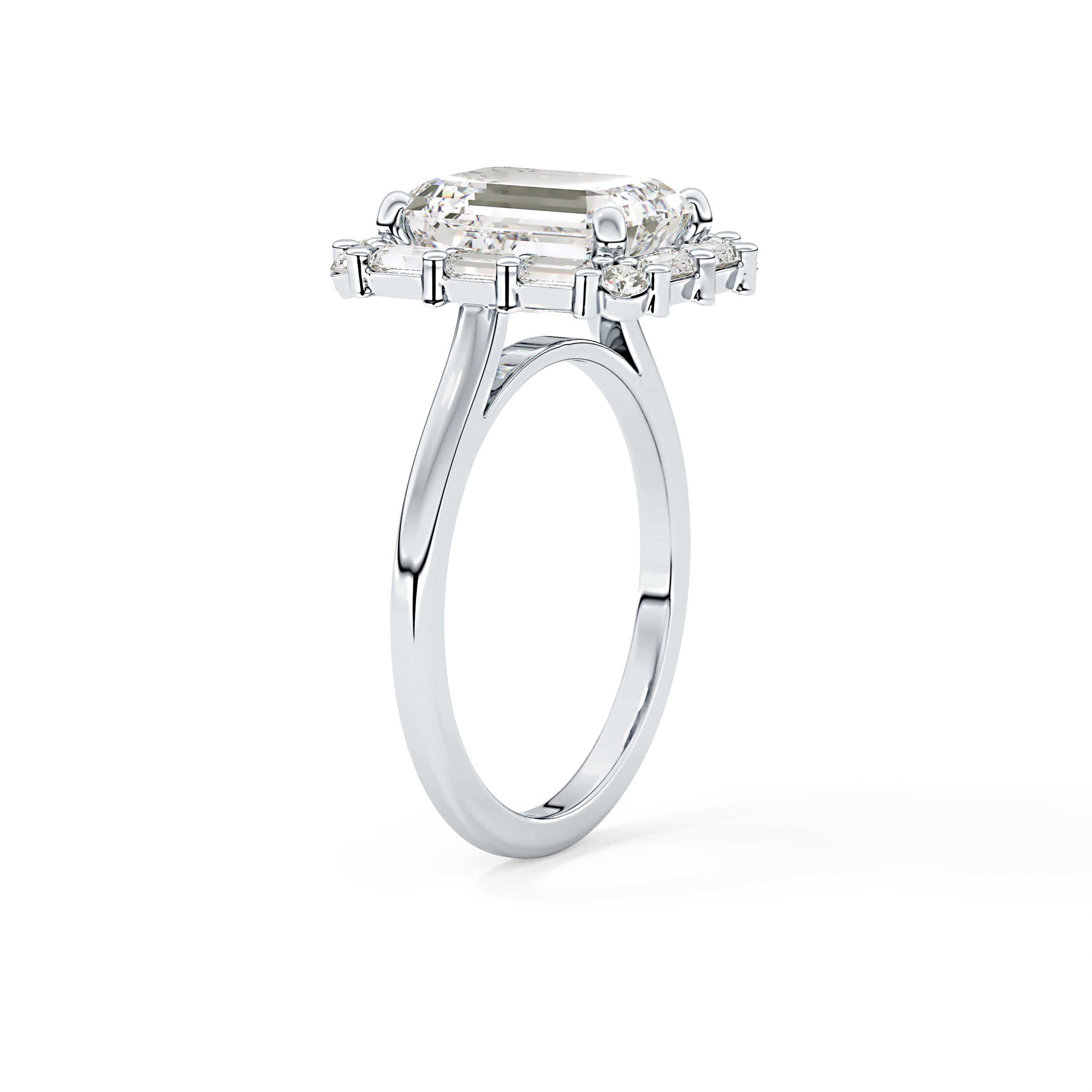 Emerald Cluster Lab Grown Diamond Engagement Ring
