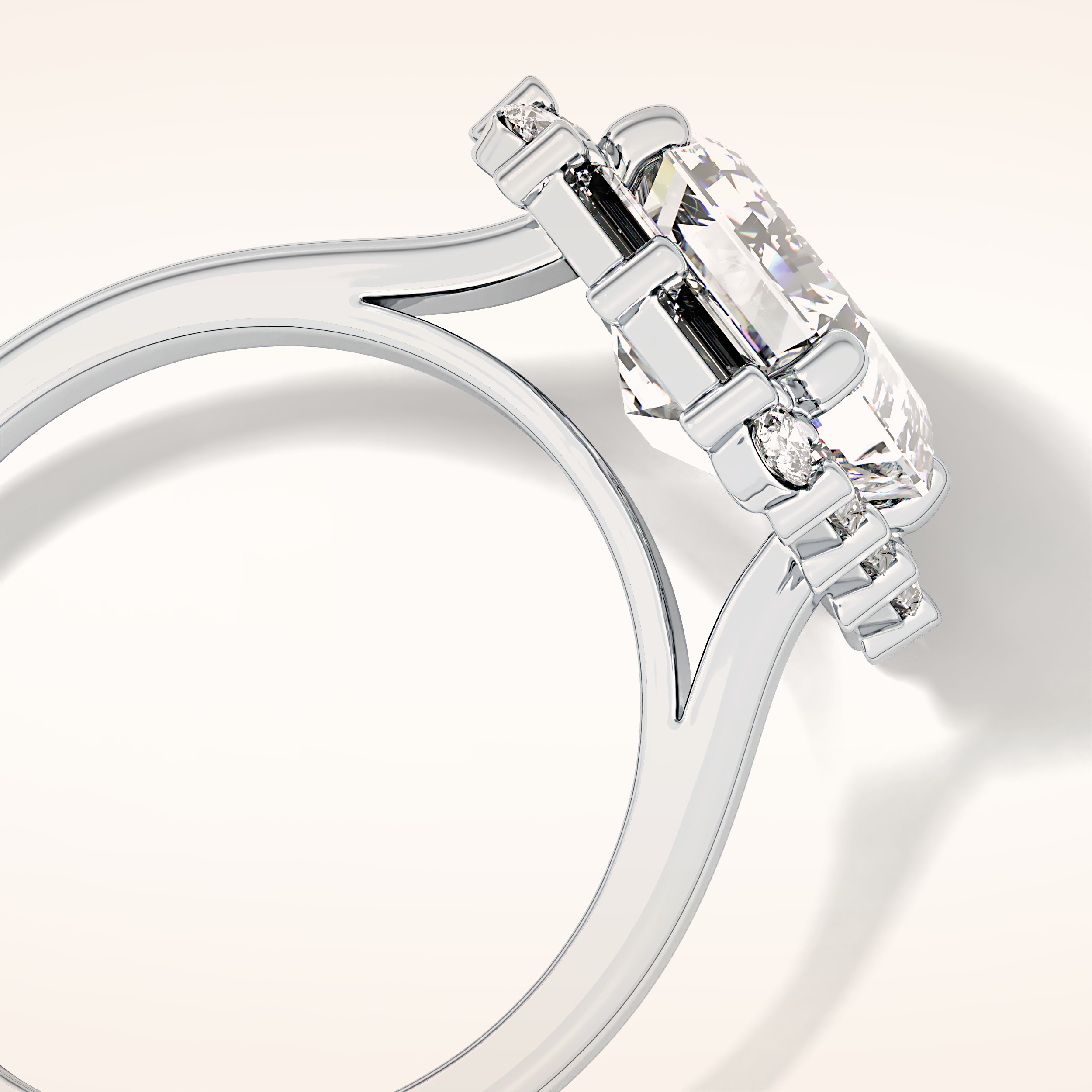 2.92 CT Emerald Shaped Halo Moissanite Engagement Ring