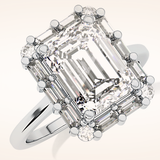 2.92 CT Emerald Shaped Halo Moissanite Engagement Ring
