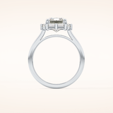 2.92 CT Emerald Shaped Halo Moissanite Engagement Ring