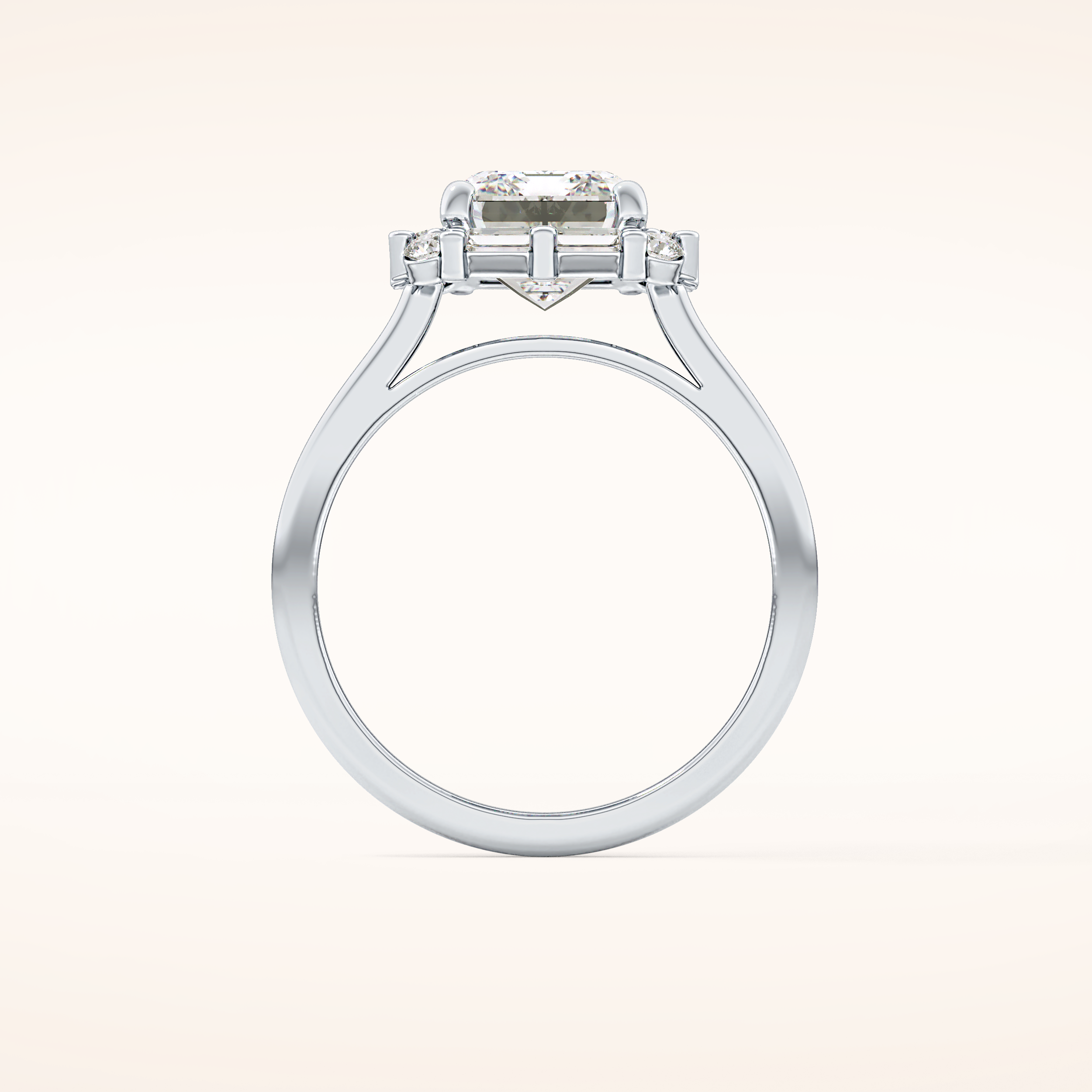 2.92 CT Emerald Shaped Halo Moissanite Engagement Ring