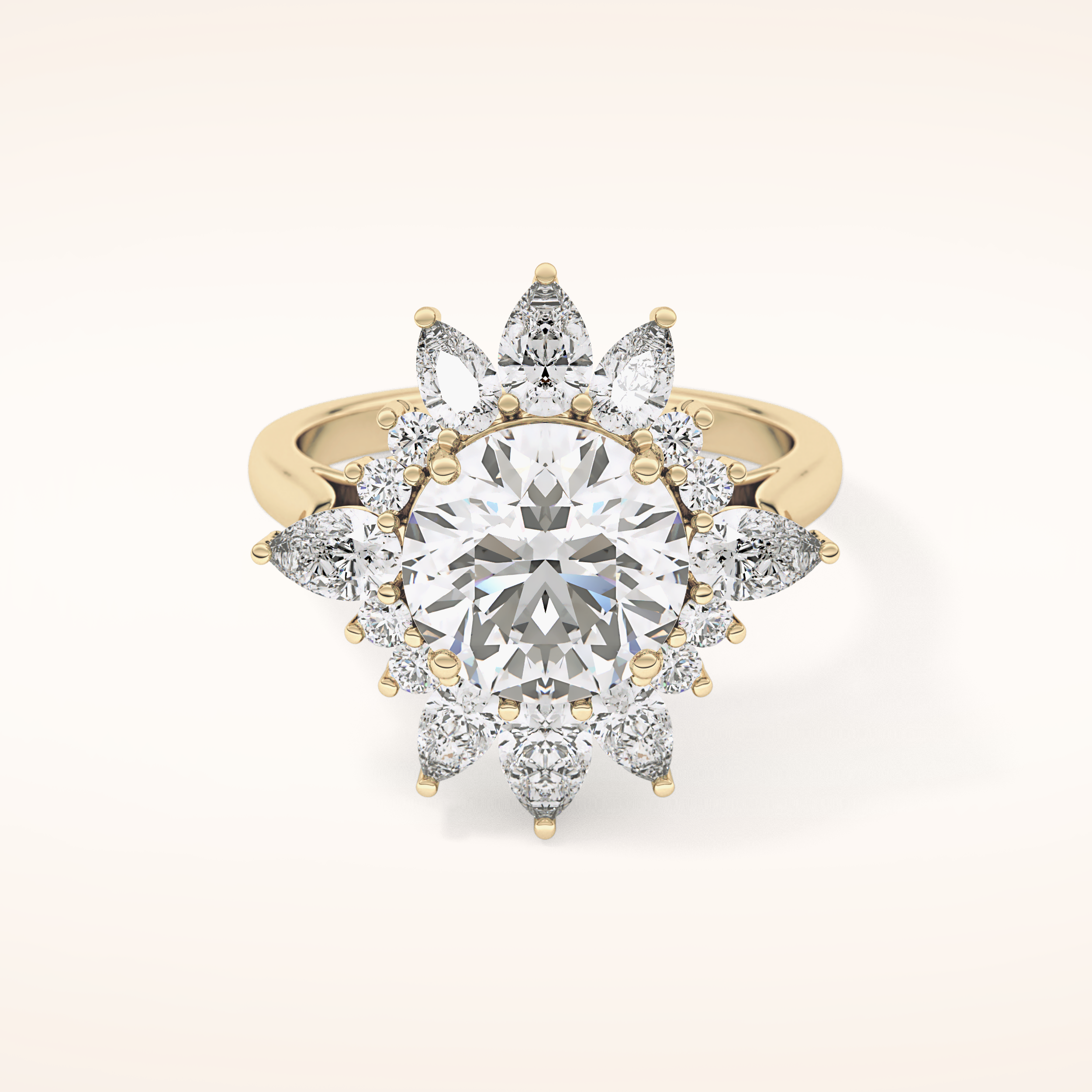 2.71 CT Round Shaped Cluster Moissanite Engagement Ring