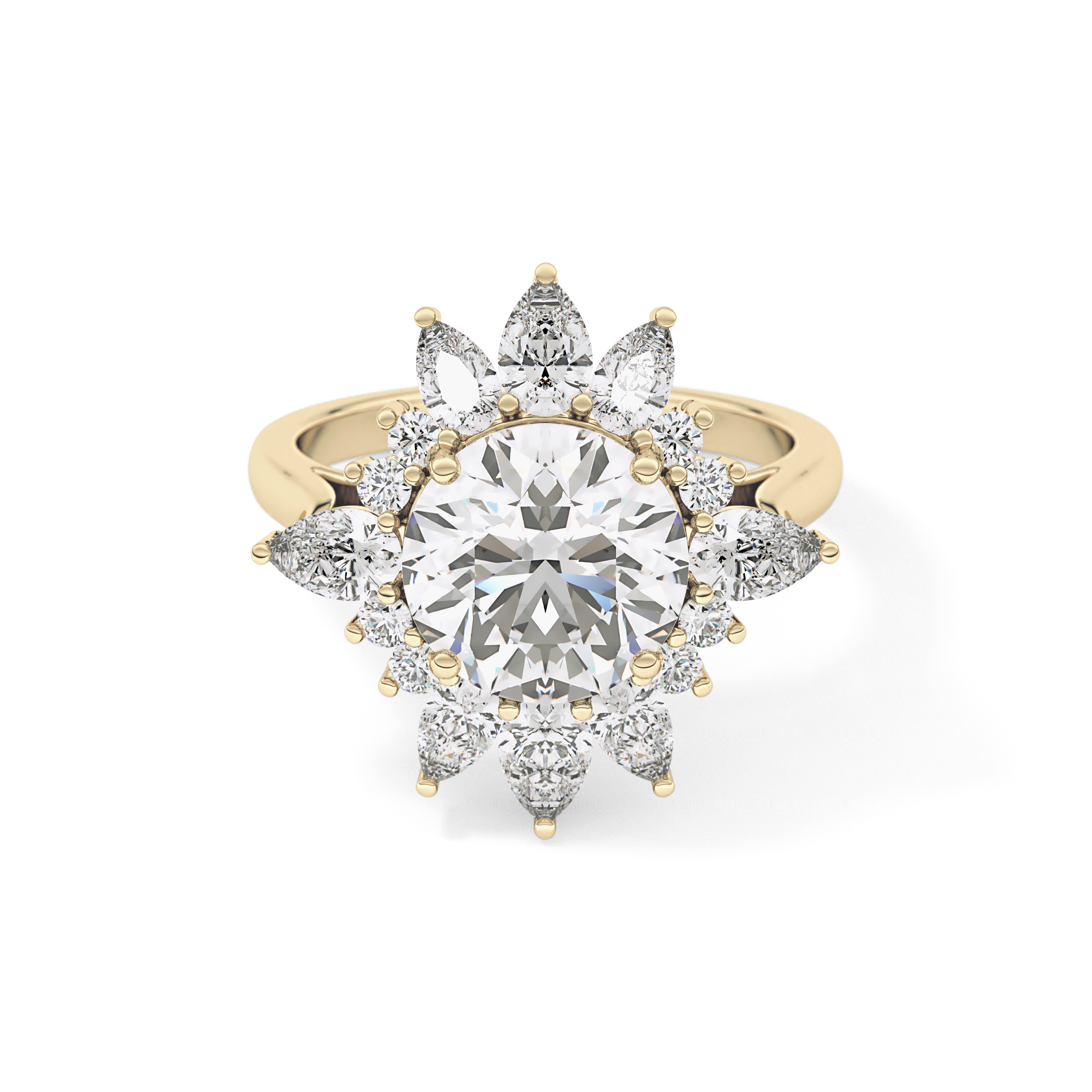 Round Cluster Lab Grown Diamond Engagement Ring