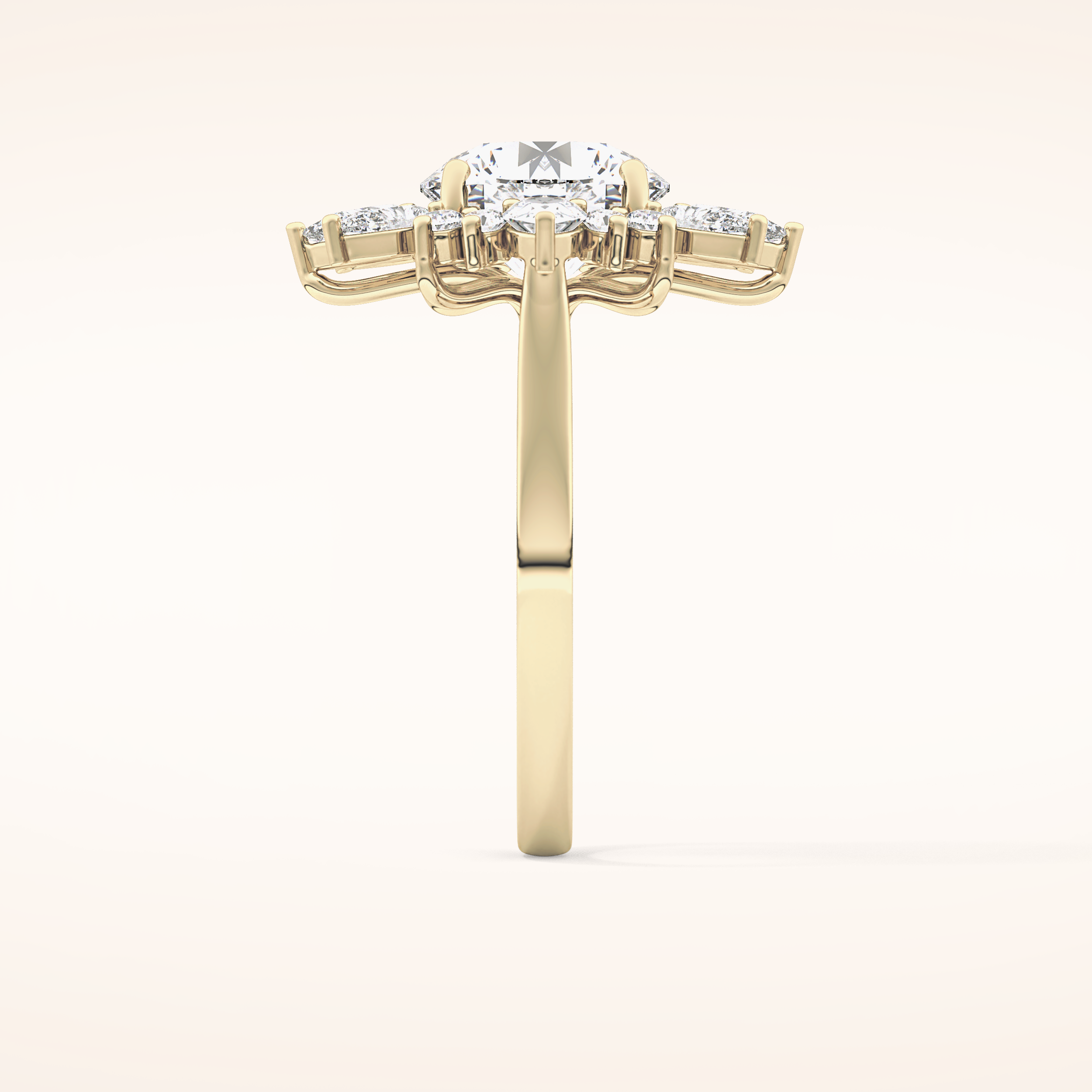 2.71 CT Round Shaped Cluster Moissanite Engagement Ring