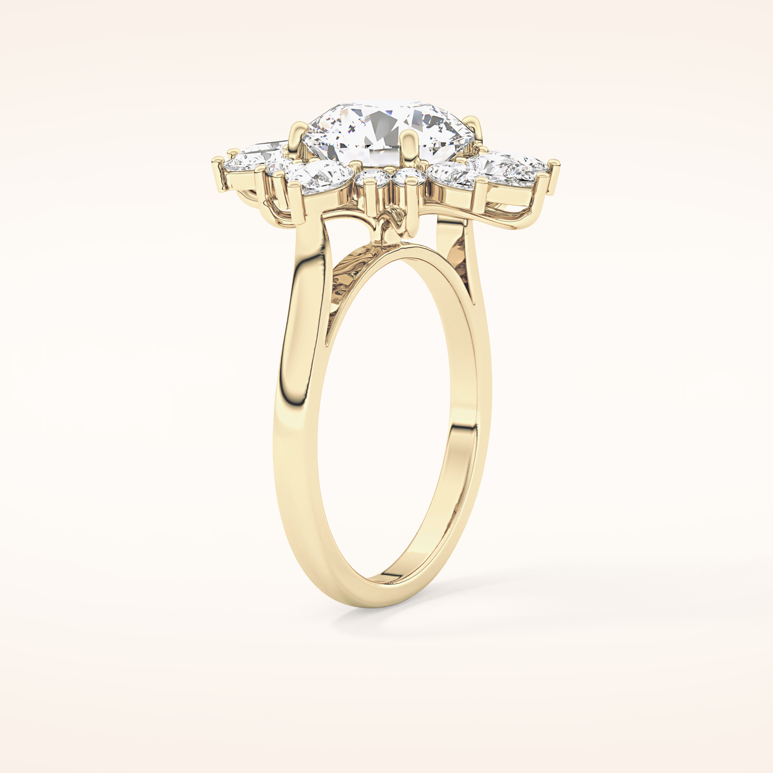 2.71 CT Round Shaped Cluster Moissanite Engagement Ring