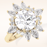 2.71 CT Round Shaped Cluster Moissanite Engagement Ring