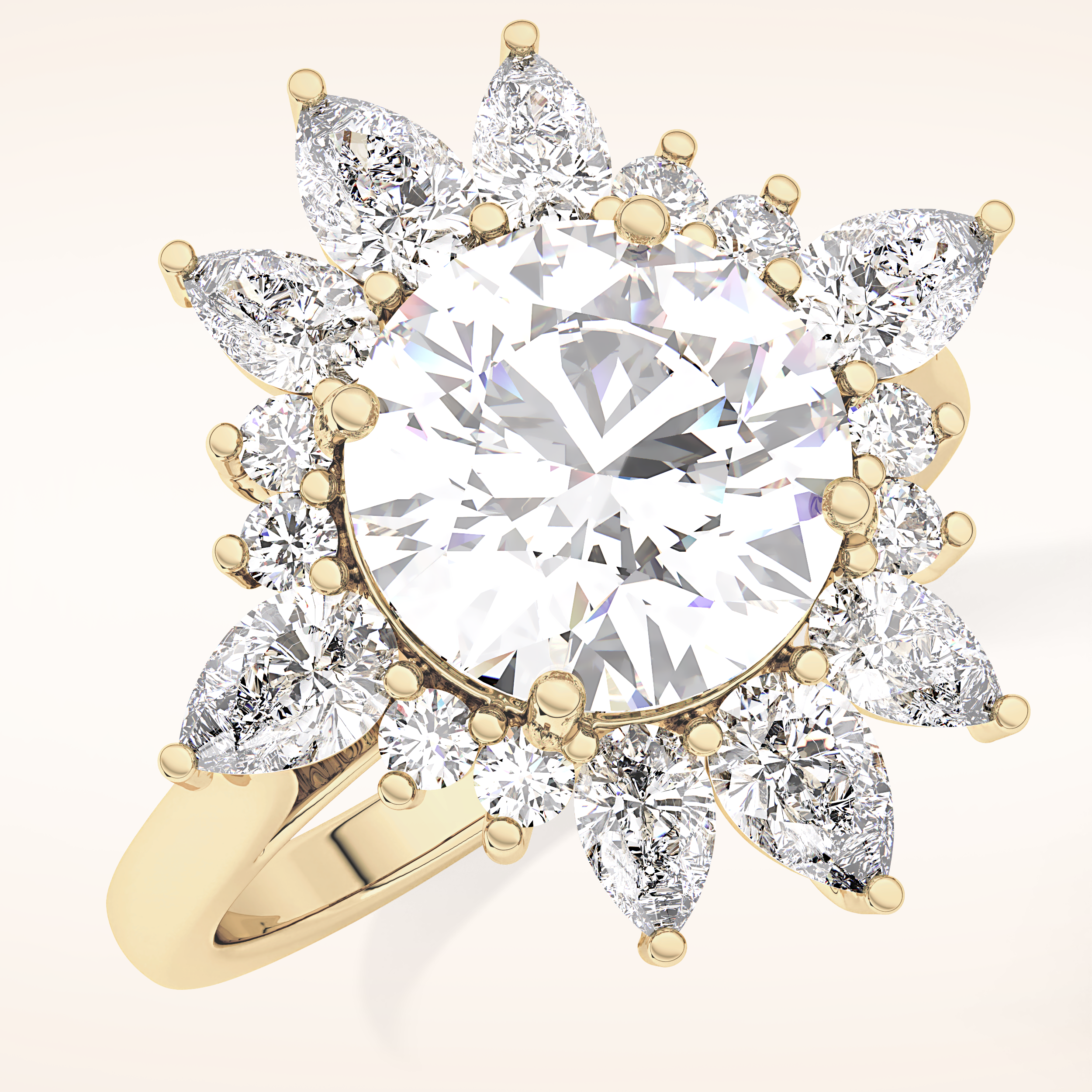 2.71 CT Round Shaped Cluster Moissanite Engagement Ring