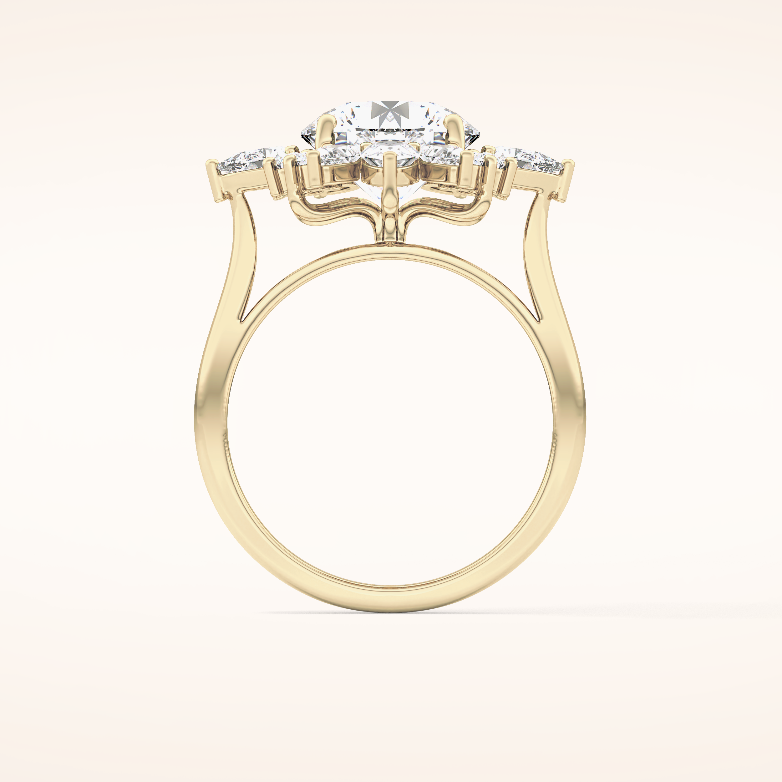 2.71 CT Round Shaped Cluster Moissanite Engagement Ring