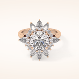 2.71 CT Round Shaped Cluster Moissanite Engagement Ring