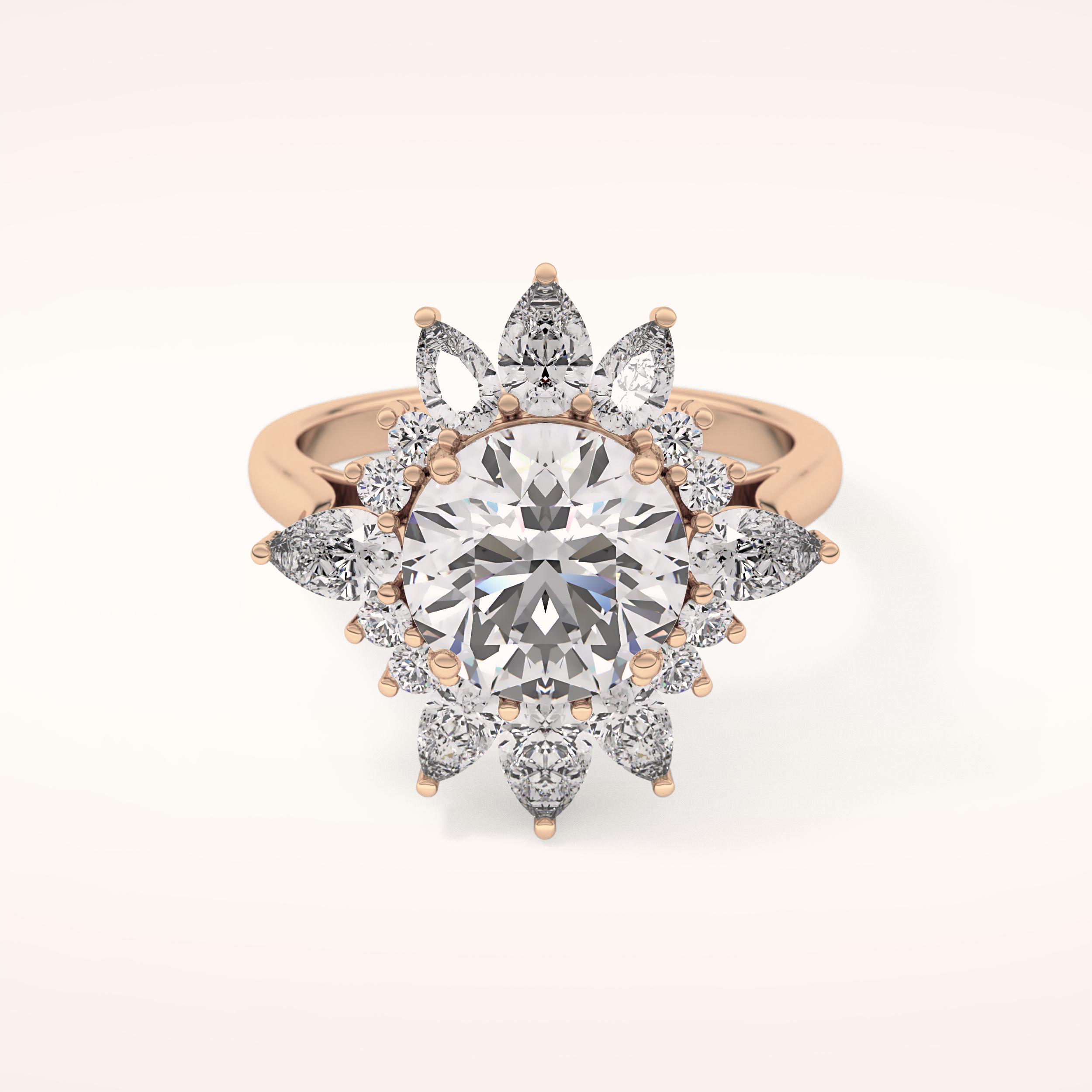 2.71 CT Round Shaped Cluster Moissanite Engagement Ring