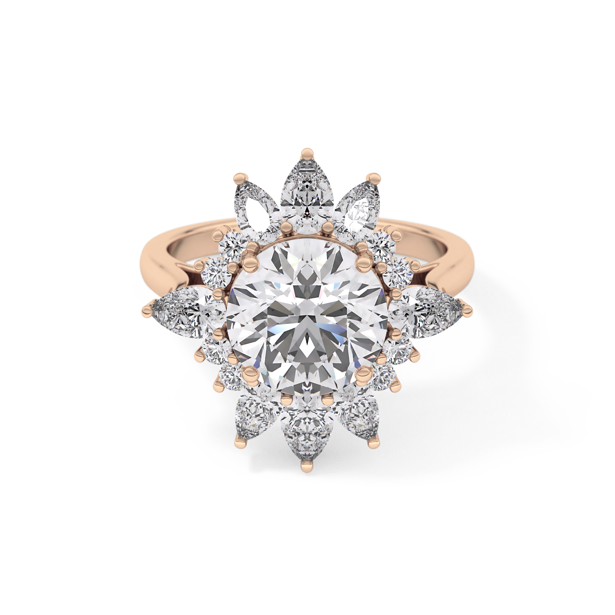 Round Cluster Lab Grown Diamond Engagement Ring