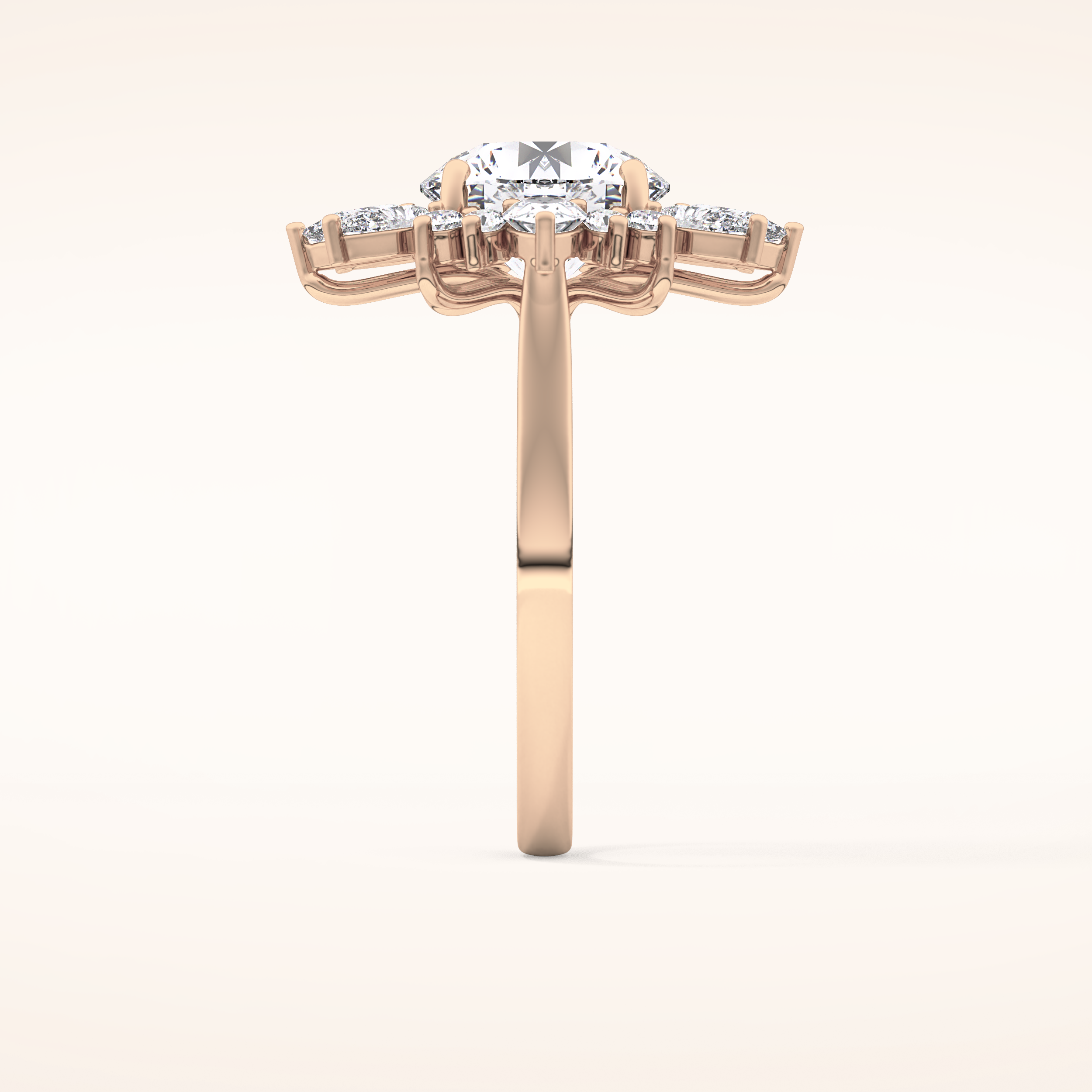 2.71 CT Round Shaped Cluster Moissanite Engagement Ring