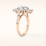 2.71 CT Round Shaped Cluster Moissanite Engagement Ring
