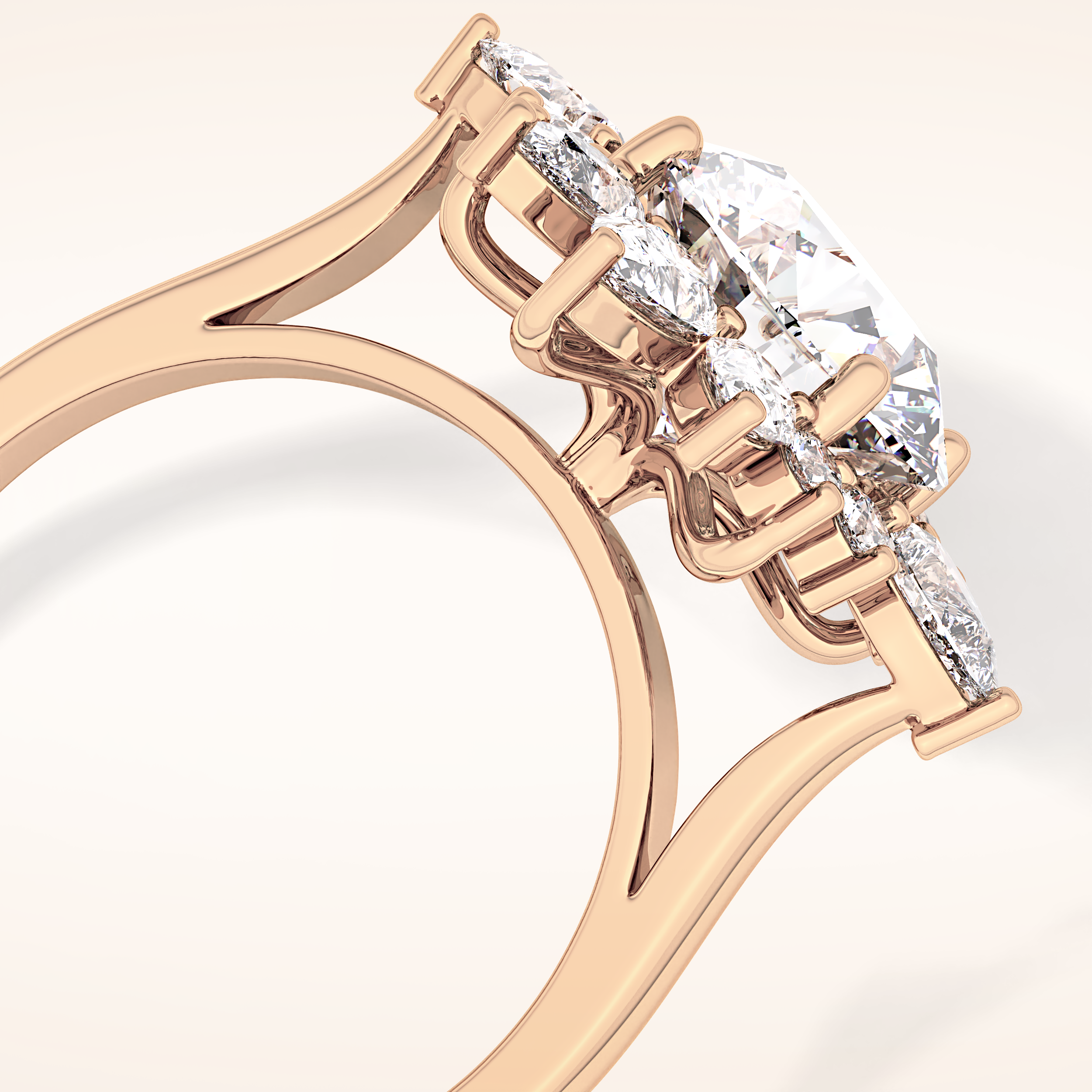 2.71 CT Round Shaped Cluster Moissanite Engagement Ring