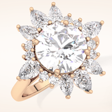 2.71 CT Round Shaped Cluster Moissanite Engagement Ring