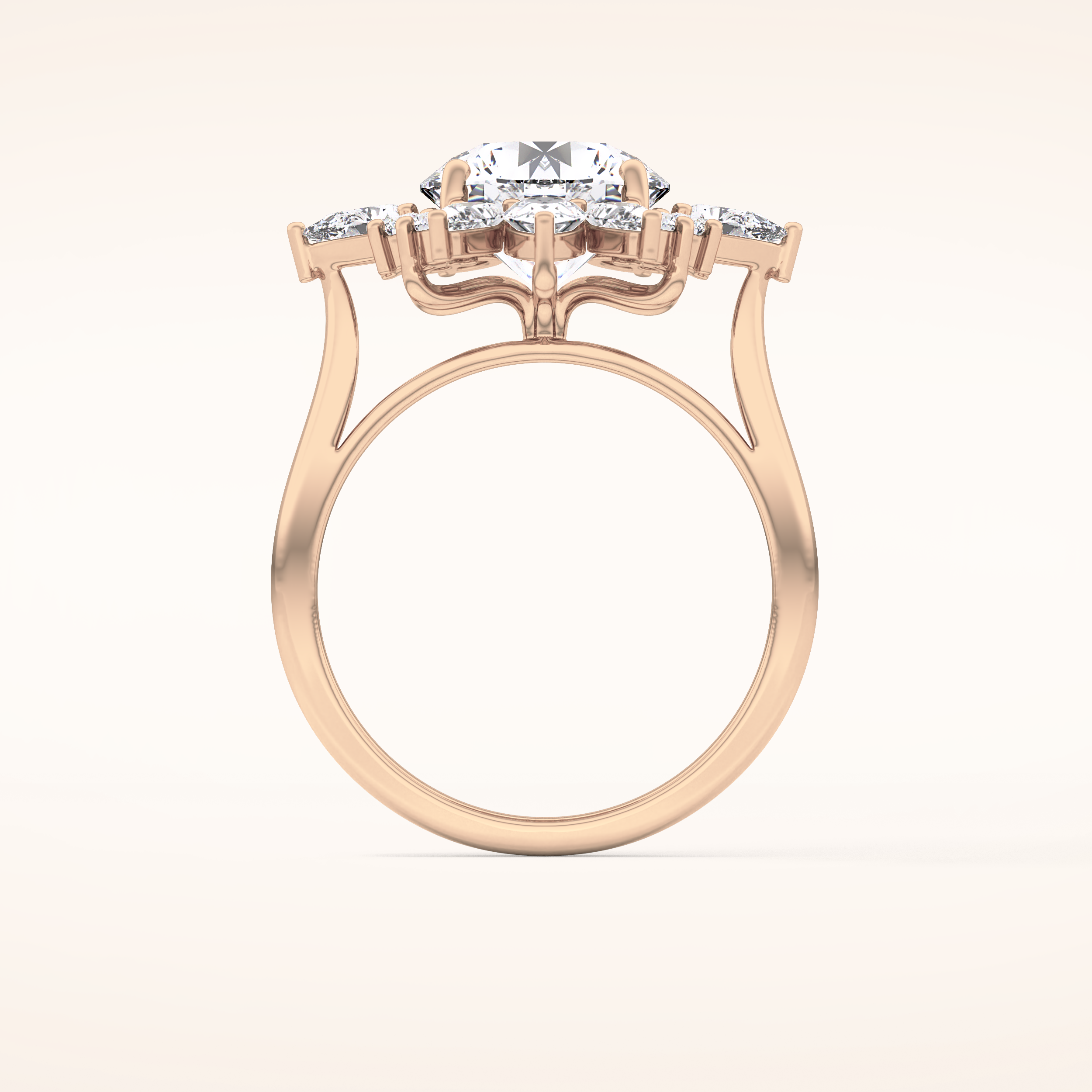 2.71 CT Round Shaped Cluster Moissanite Engagement Ring