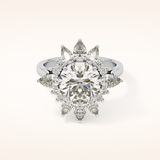 2.71 CT Round Shaped Cluster Moissanite Engagement Ring