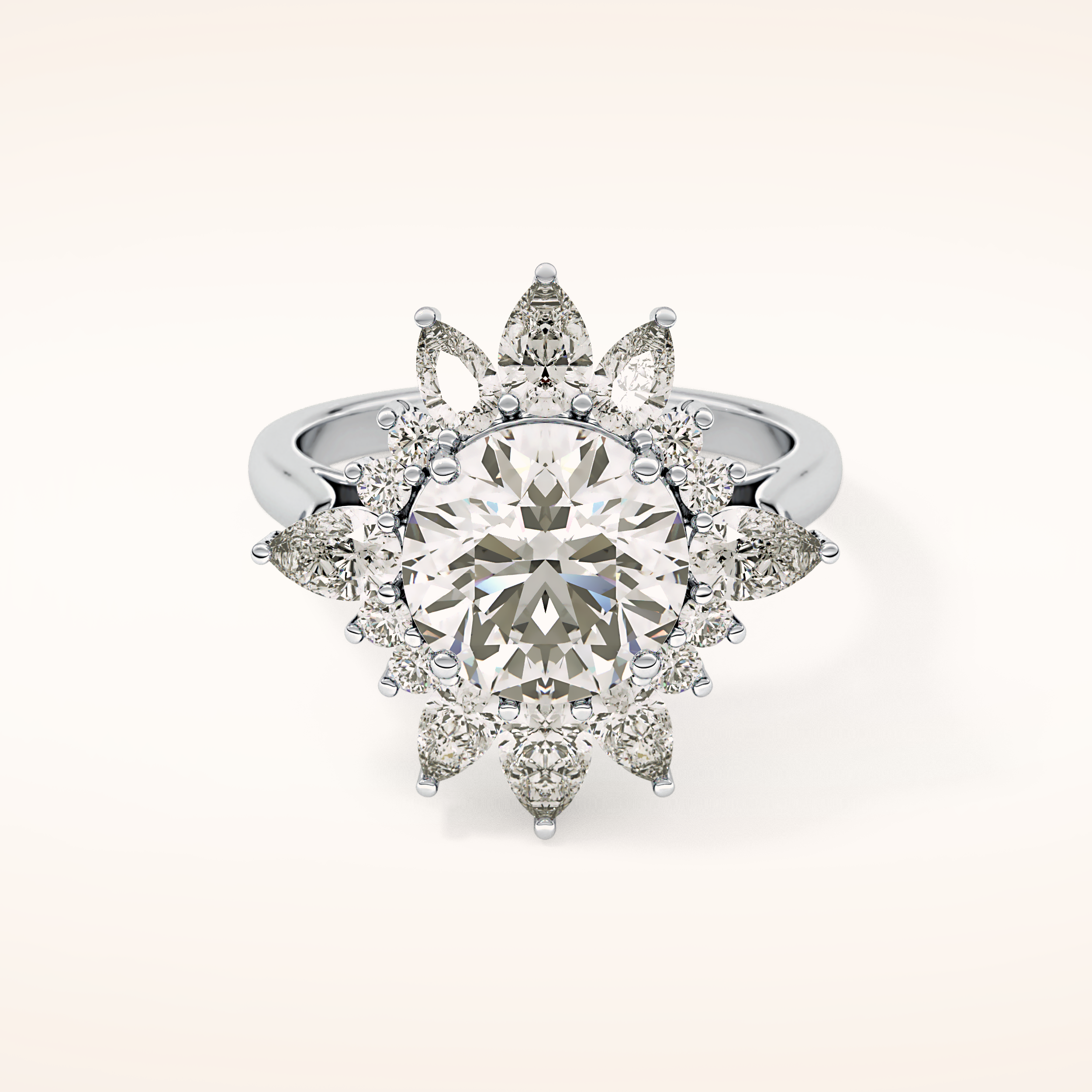 2.71 CT Round Shaped Cluster Moissanite Engagement Ring