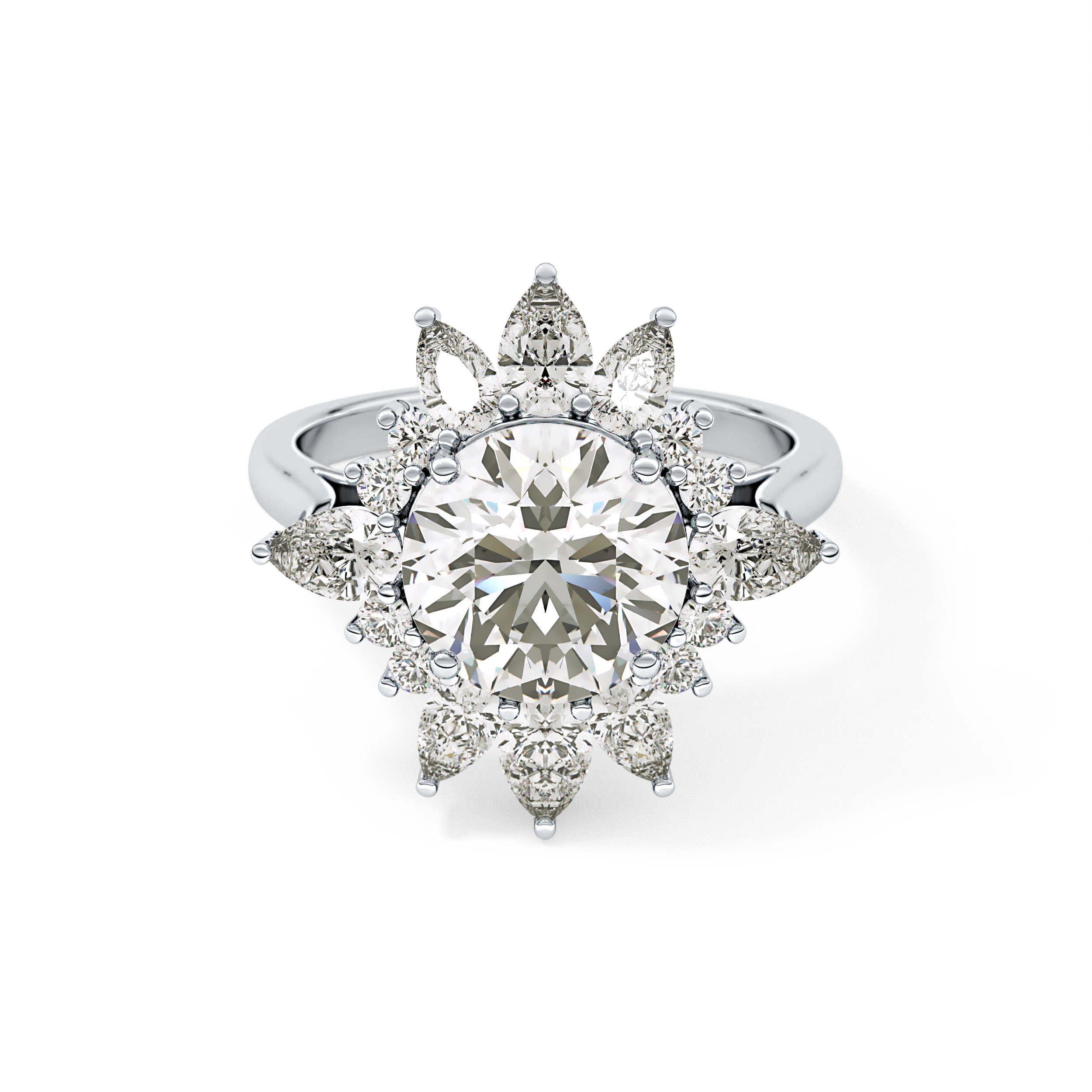 Round Cluster Lab Grown Diamond Engagement Ring