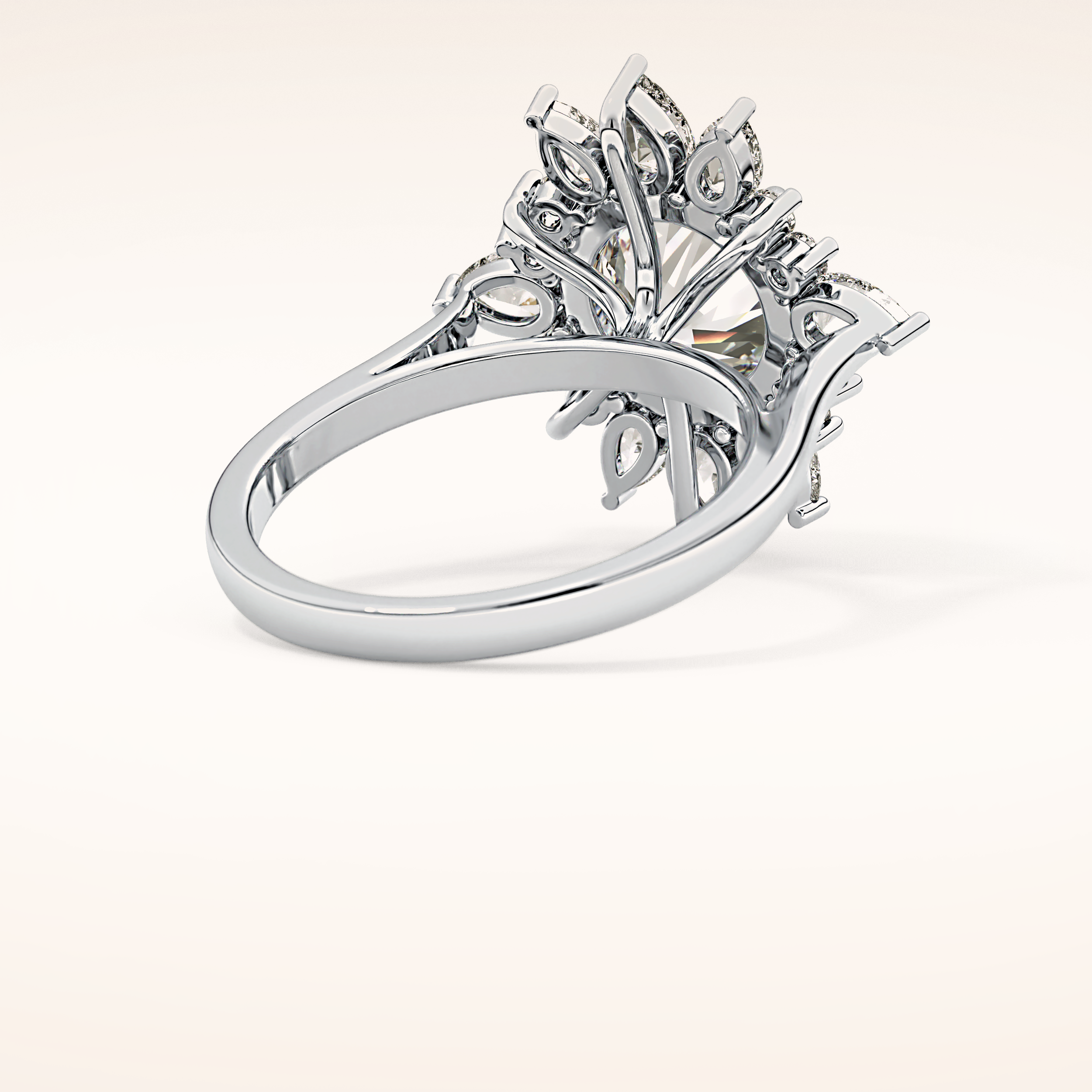 2.71 CT Round Shaped Cluster Moissanite Engagement Ring