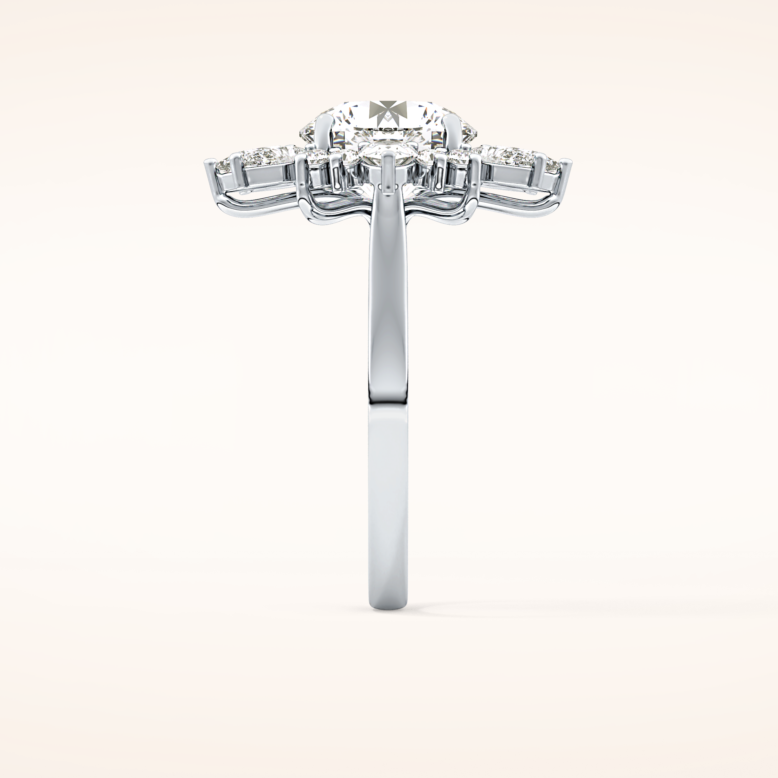 2.71 CT Round Shaped Cluster Moissanite Engagement Ring