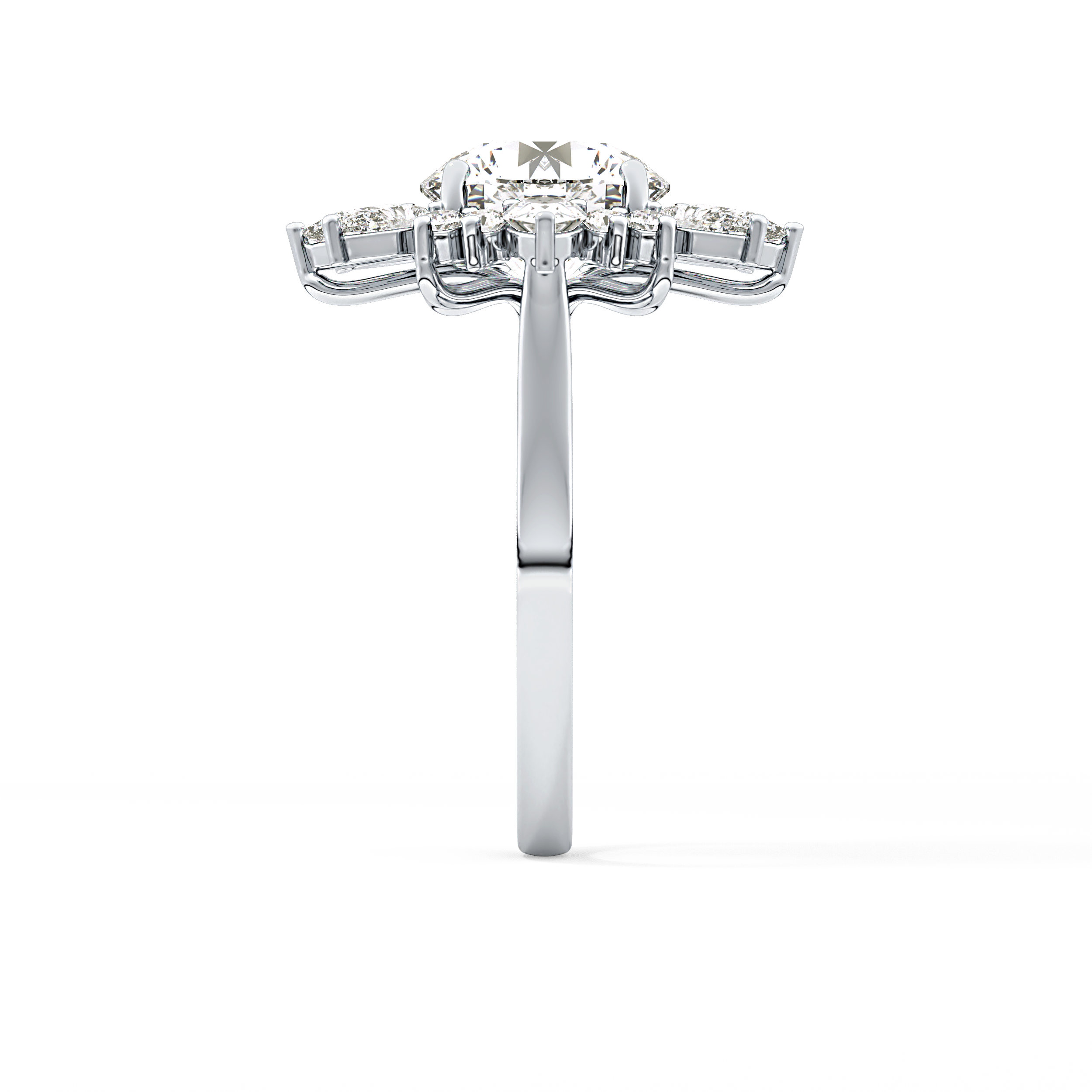 Round Cluster Lab Grown Diamond Engagement Ring