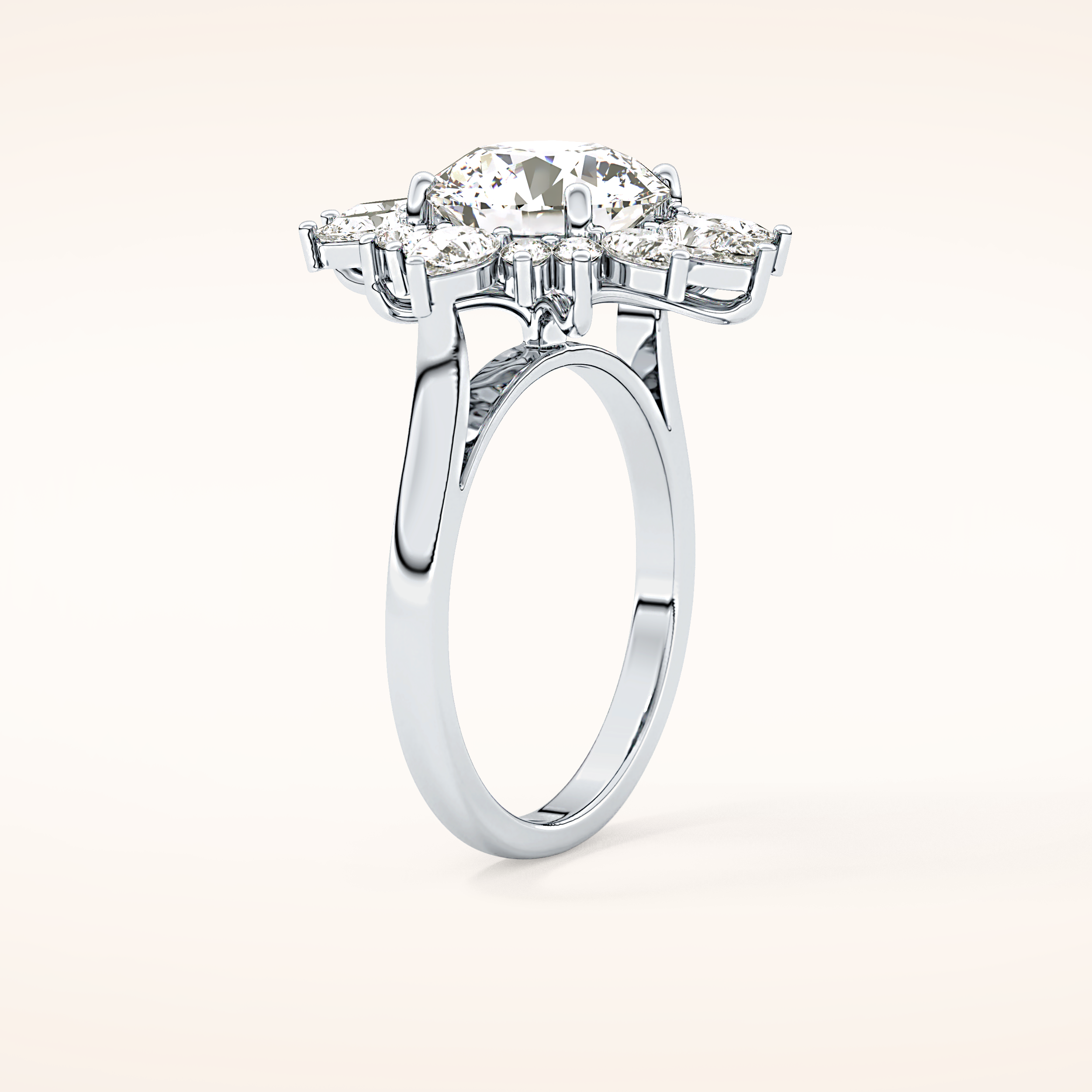 2.71 CT Round Shaped Cluster Moissanite Engagement Ring