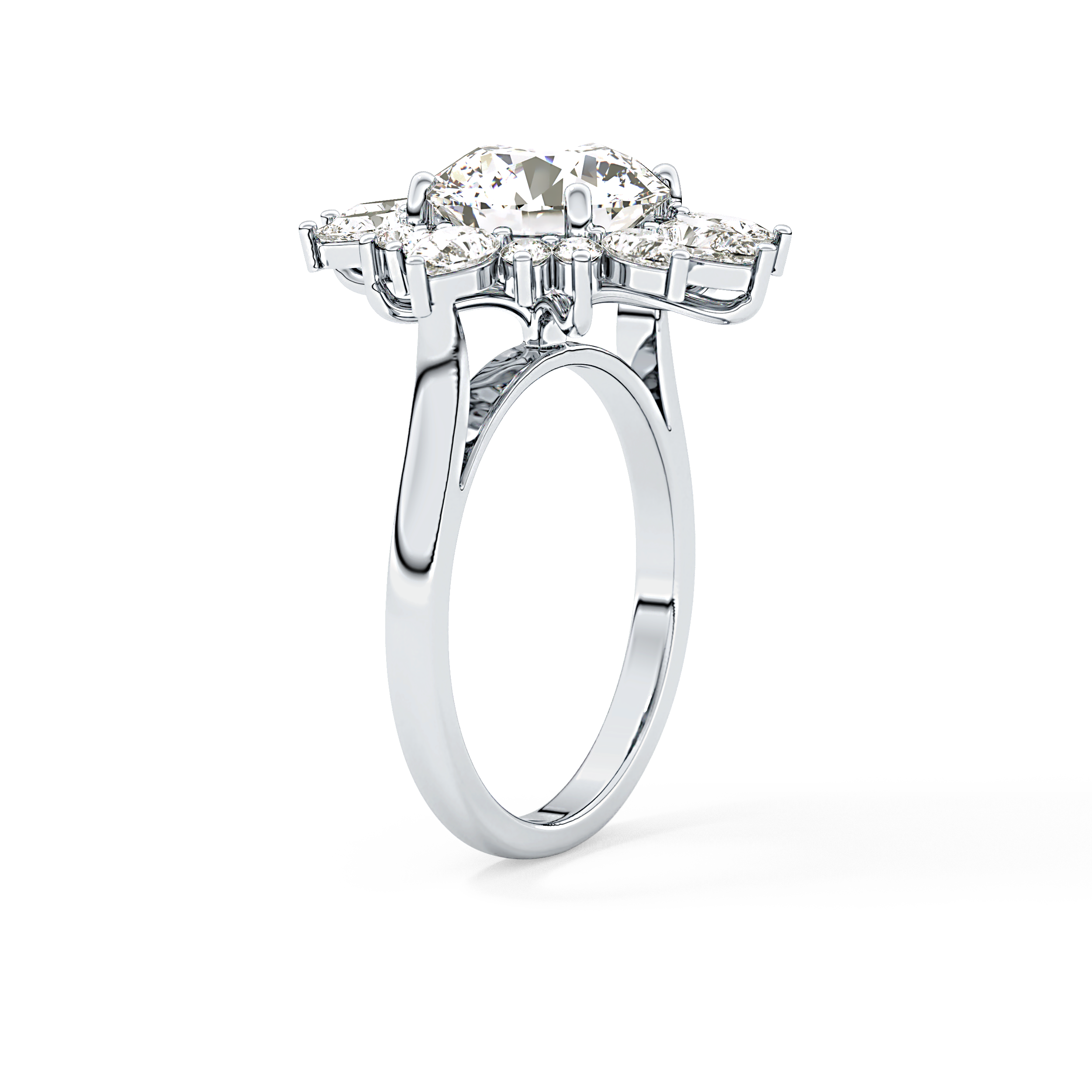 Round Cluster Lab Grown Diamond Engagement Ring