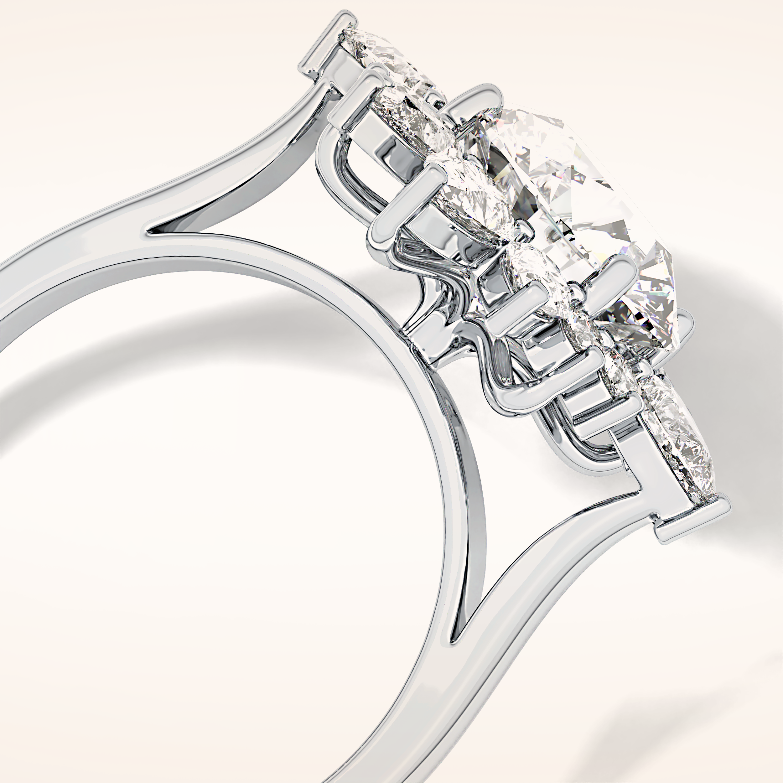2.71 CT Round Shaped Cluster Moissanite Engagement Ring