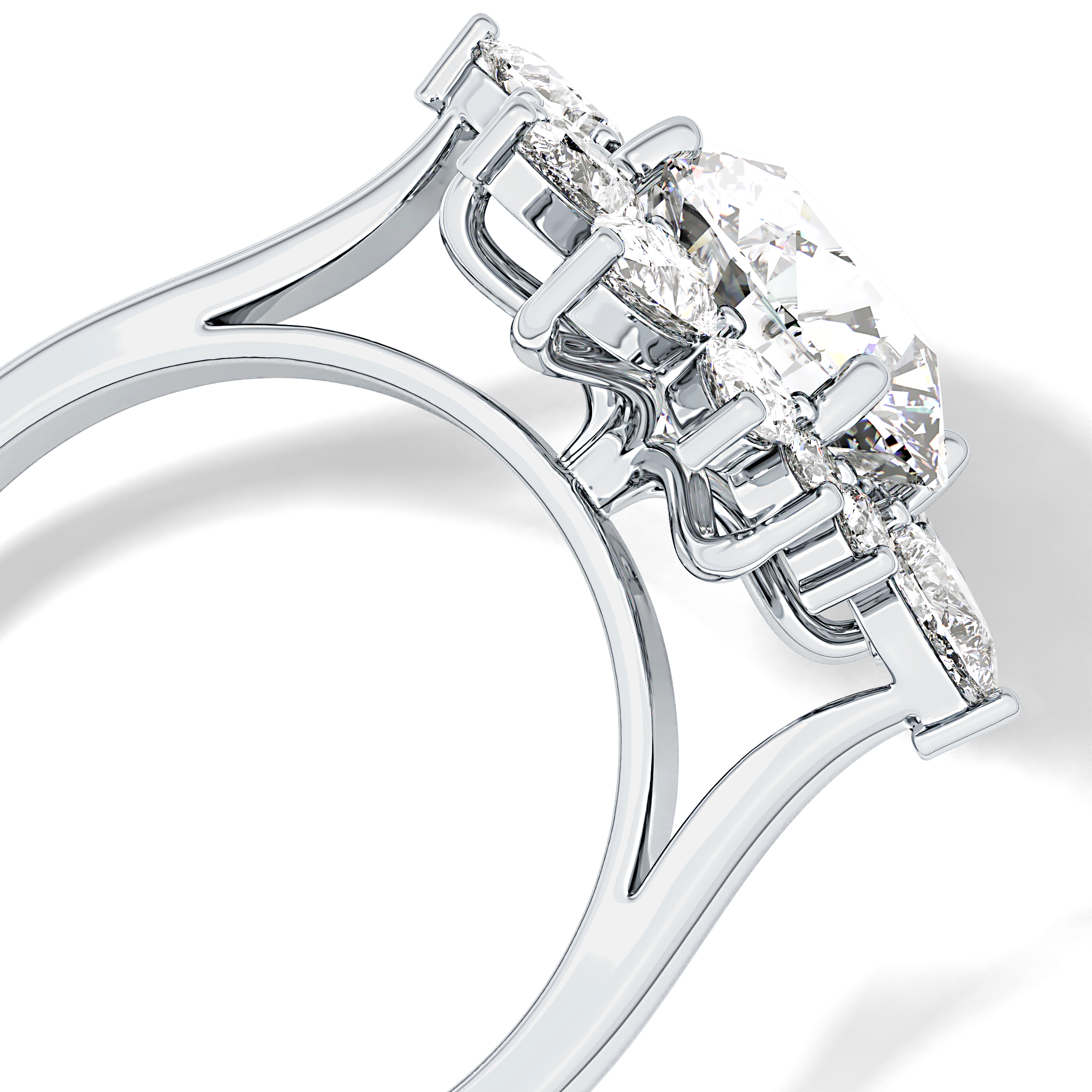 Round Cluster Lab Grown Diamond Engagement Ring