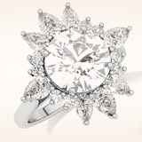 2.71 CT Round Shaped Cluster Moissanite Engagement Ring