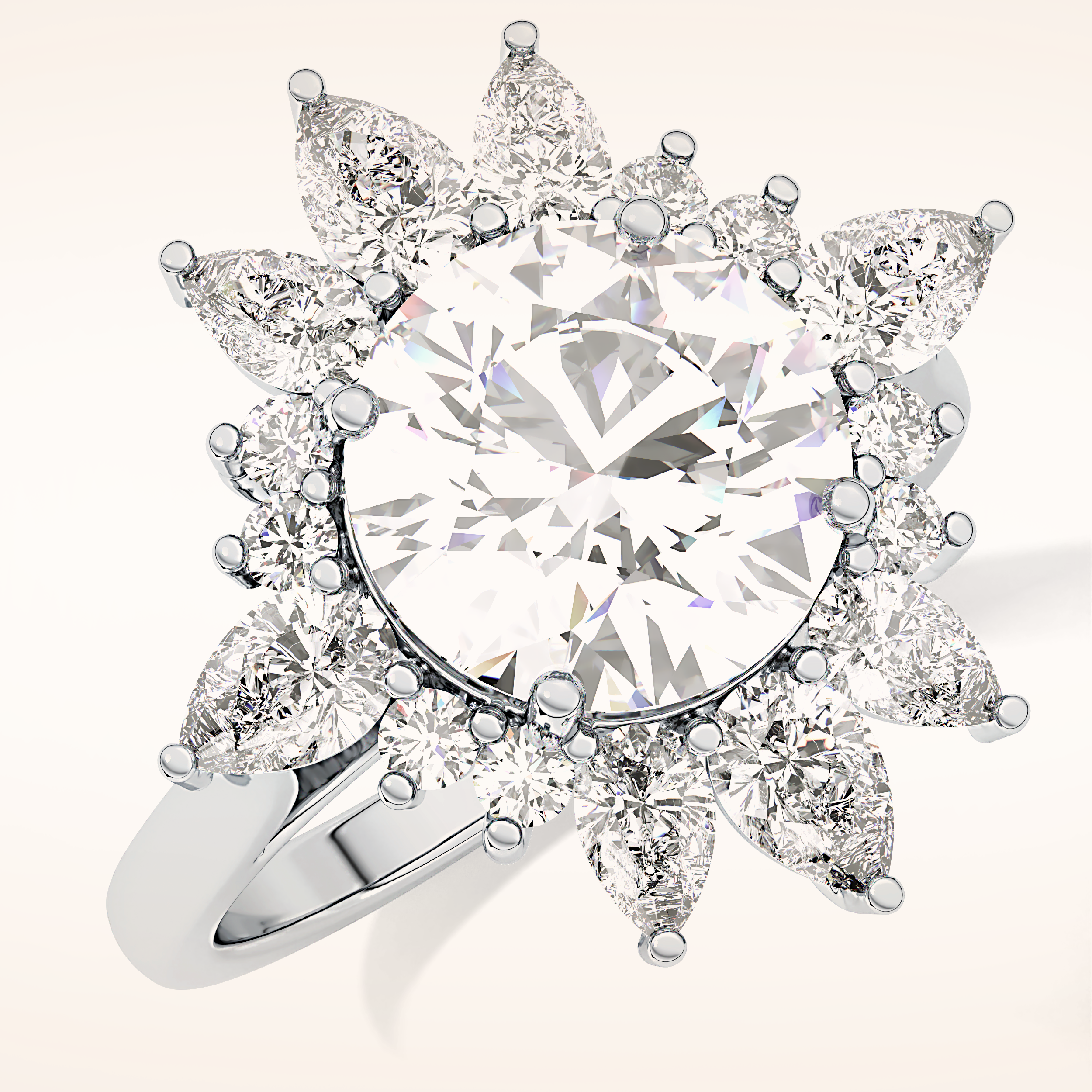 2.71 CT Round Shaped Cluster Moissanite Engagement Ring