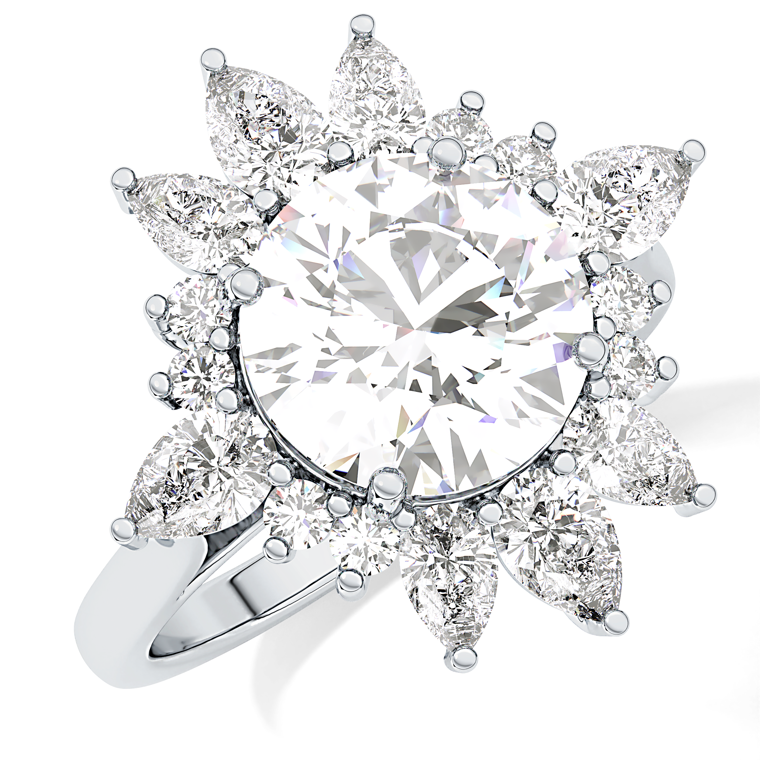 Round Cluster Lab Grown Diamond Engagement Ring