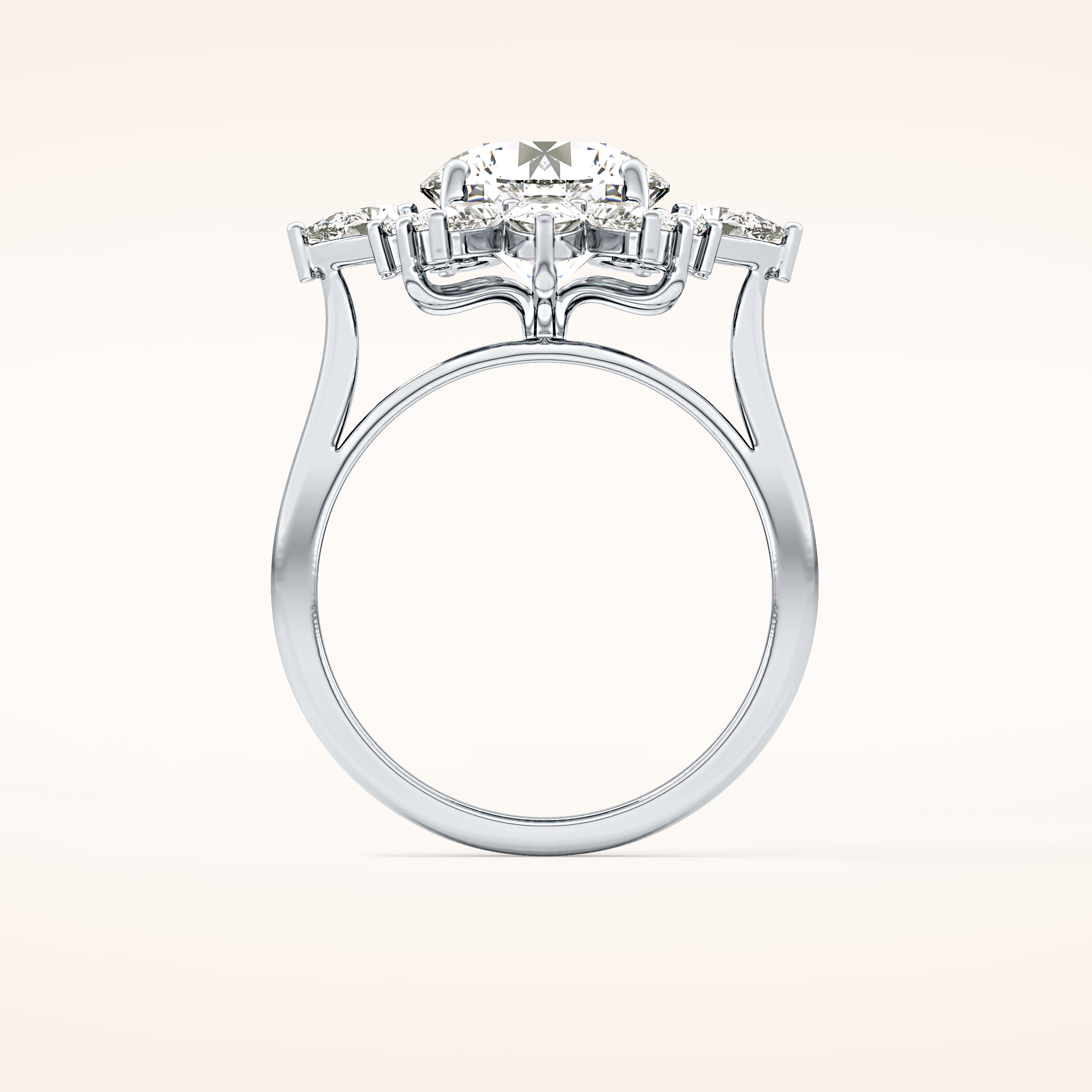 2.71 CT Round Shaped Cluster Moissanite Engagement Ring