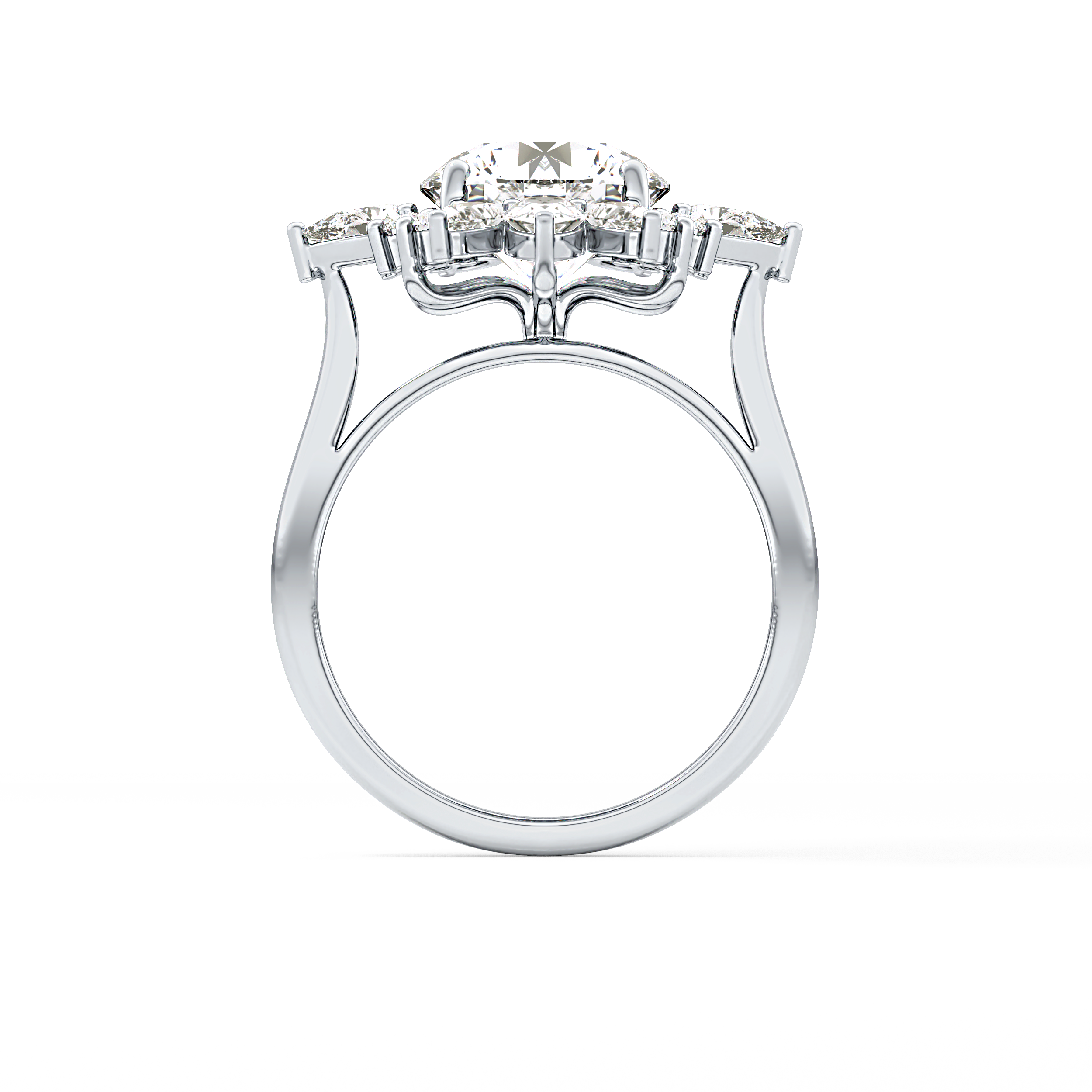 Round Cluster Lab Grown Diamond Engagement Ring