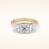 1.87 CT Princess Shaped Three Stone Moissanite Engagement Ring