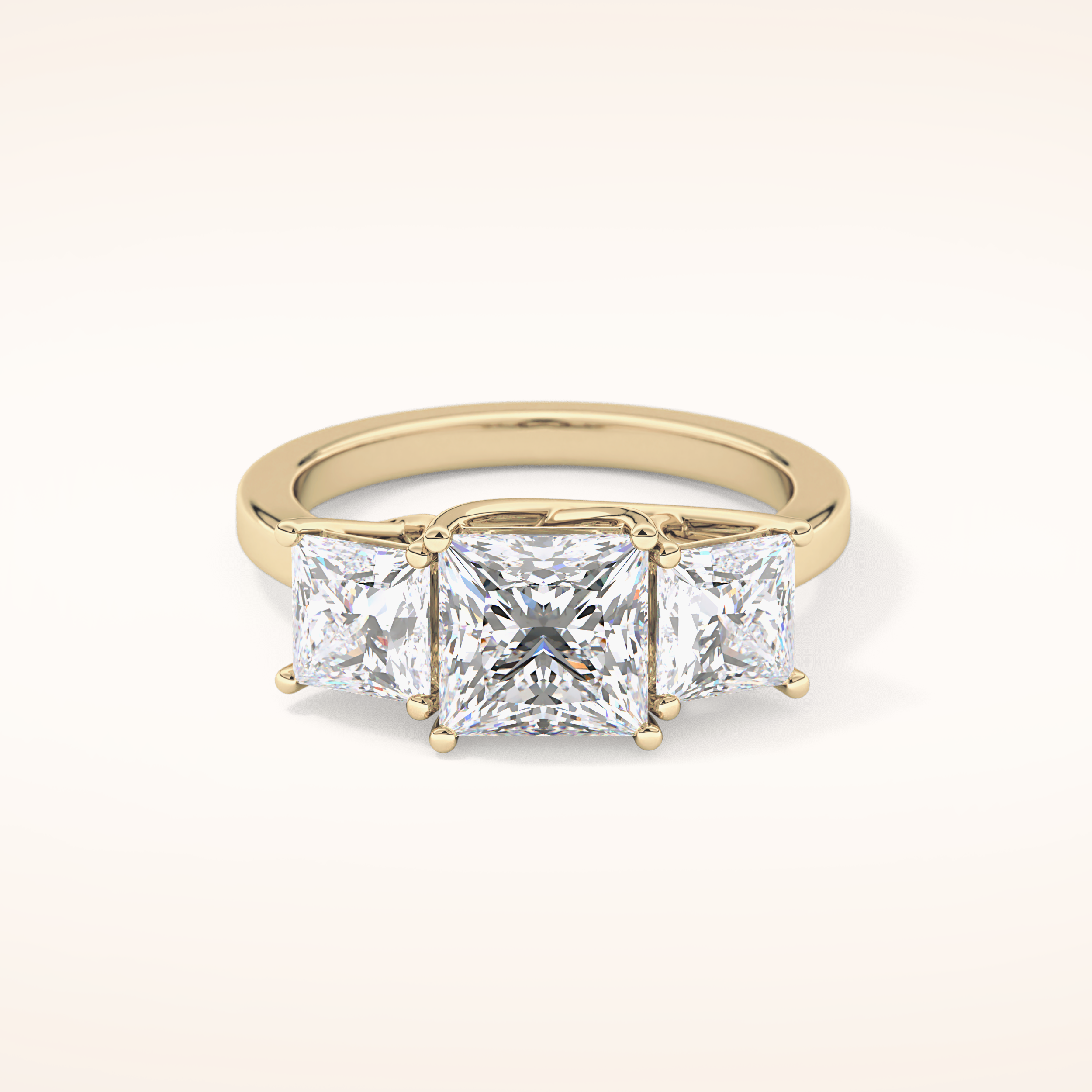 1.87 CT Princess Shaped Three Stone Moissanite Engagement Ring