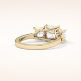1.87 CT Princess Shaped Three Stone Moissanite Engagement Ring