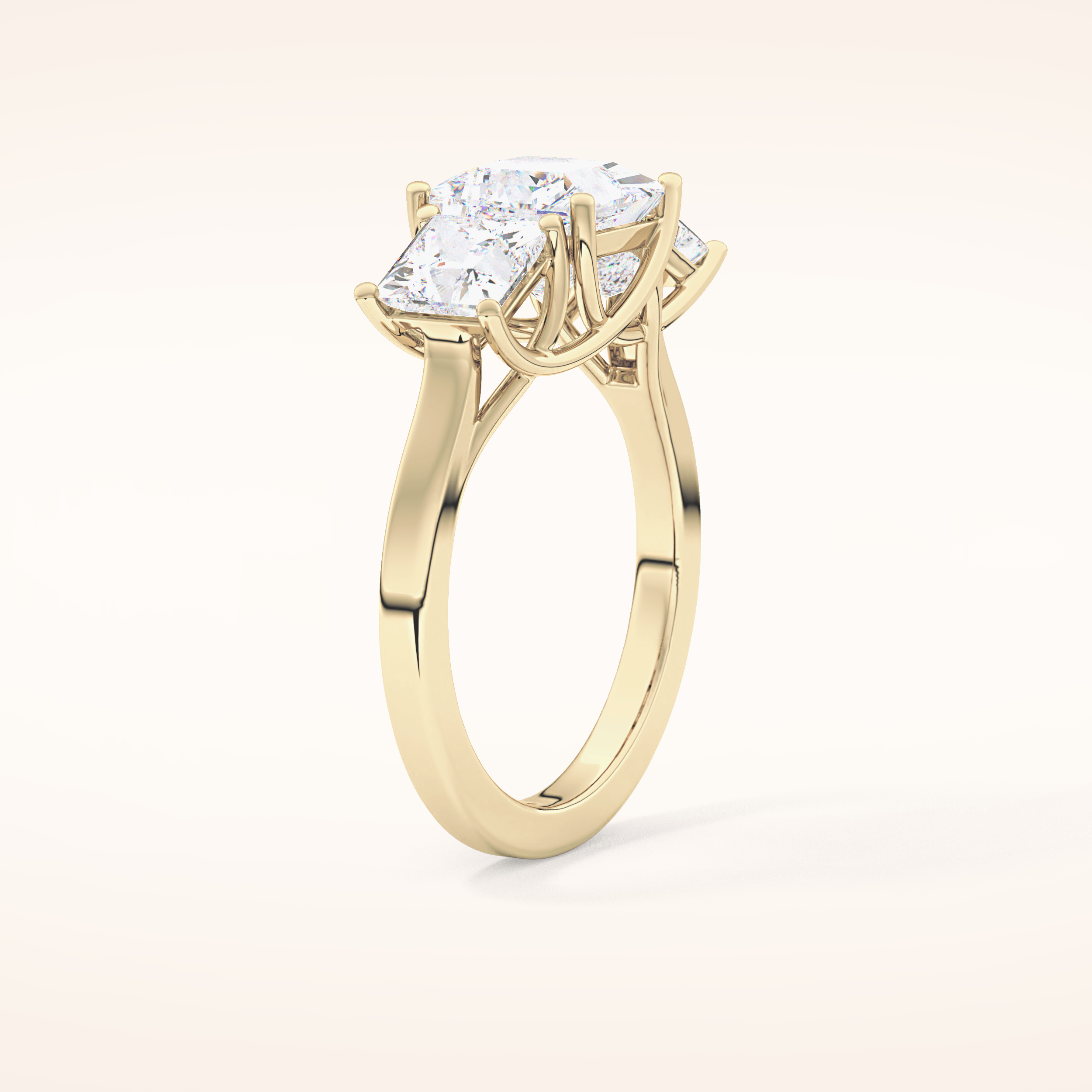 1.87 CT Princess Shaped Three Stone Moissanite Engagement Ring