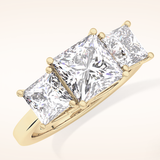 1.87 CT Princess Shaped Three Stone Moissanite Engagement Ring
