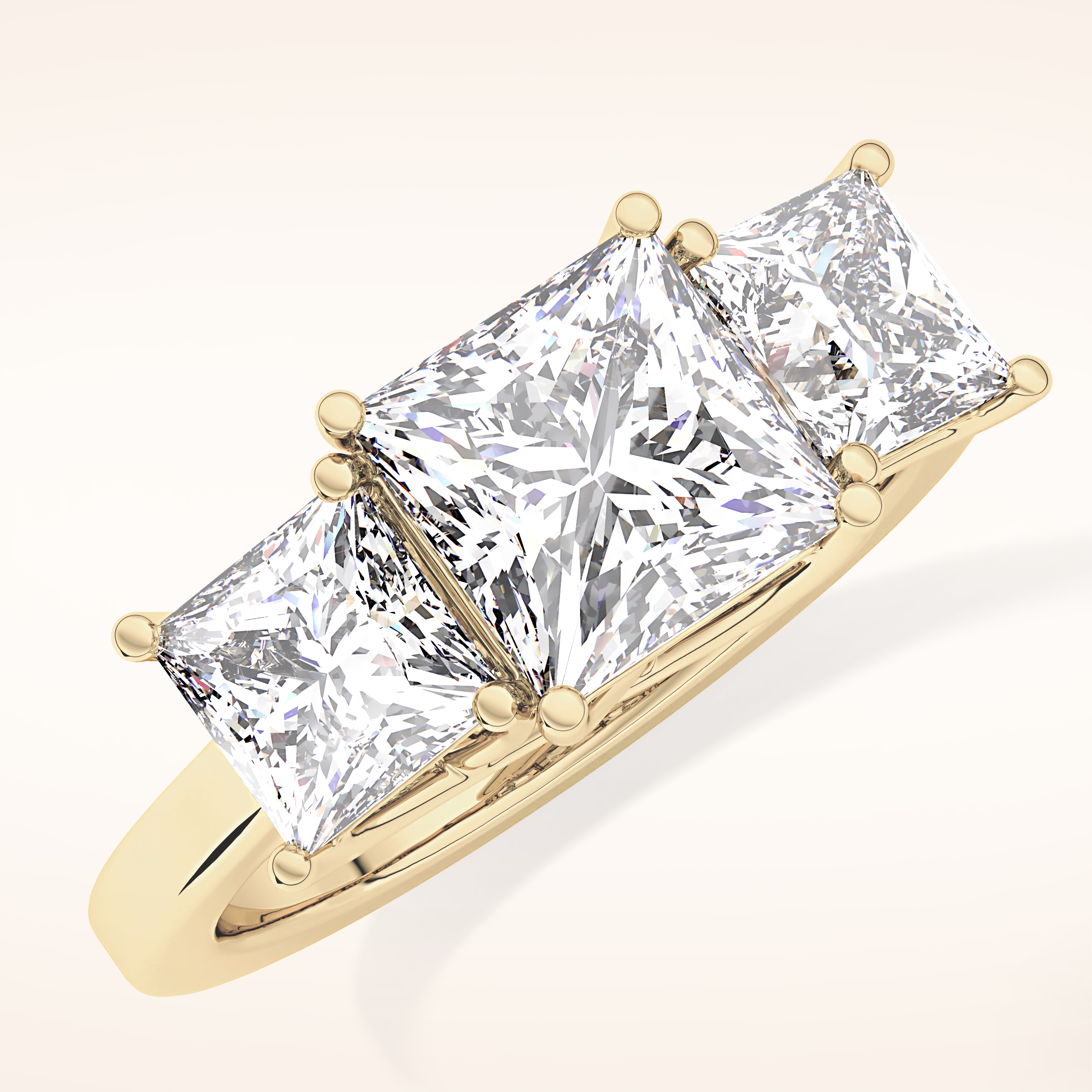 1.87 CT Princess Shaped Three Stone Moissanite Engagement Ring