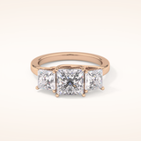 1.87 CT Princess Shaped Three Stone Moissanite Engagement Ring