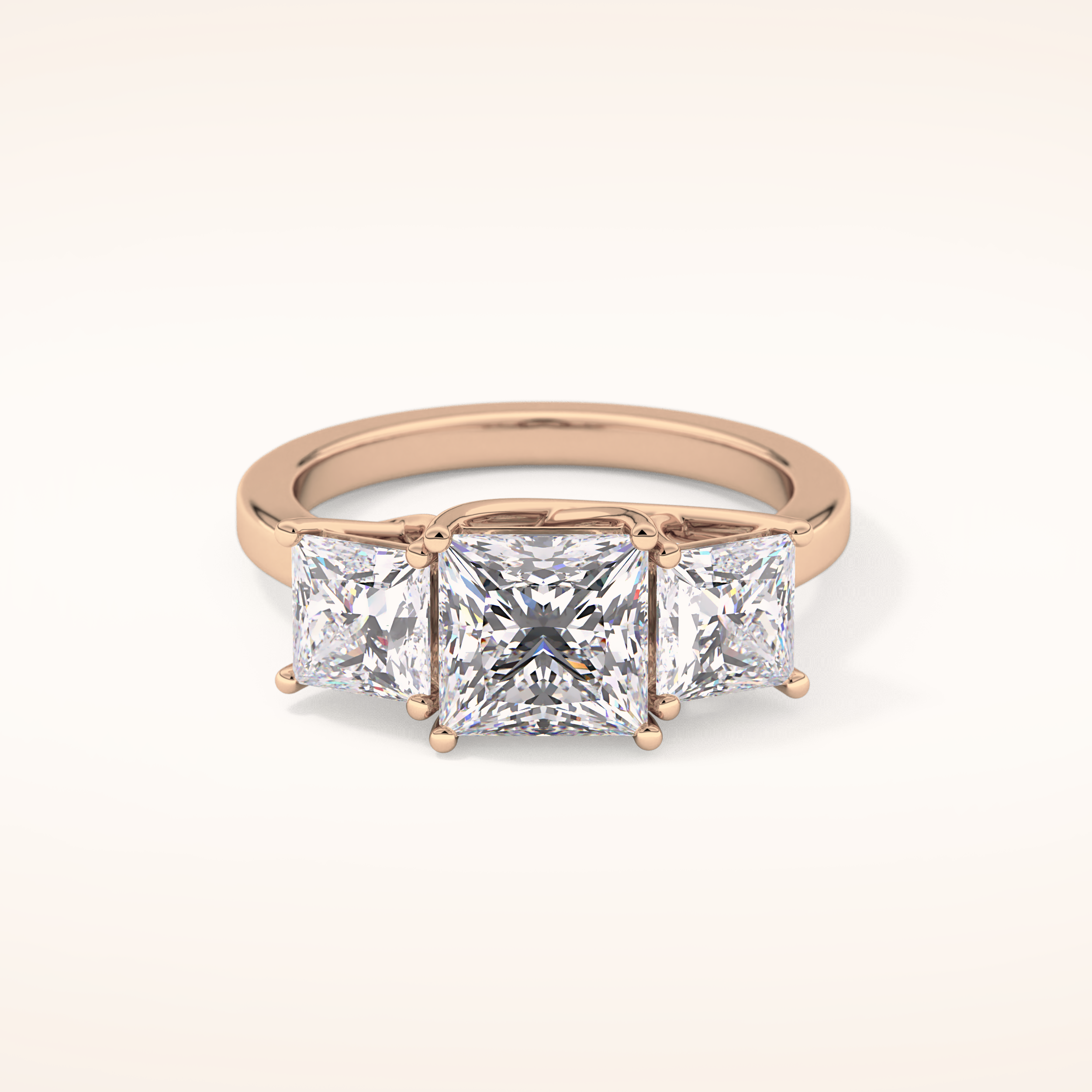 1.87 CT Princess Shaped Three Stone Moissanite Engagement Ring