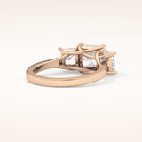 1.87 CT Princess Shaped Three Stone Moissanite Engagement Ring