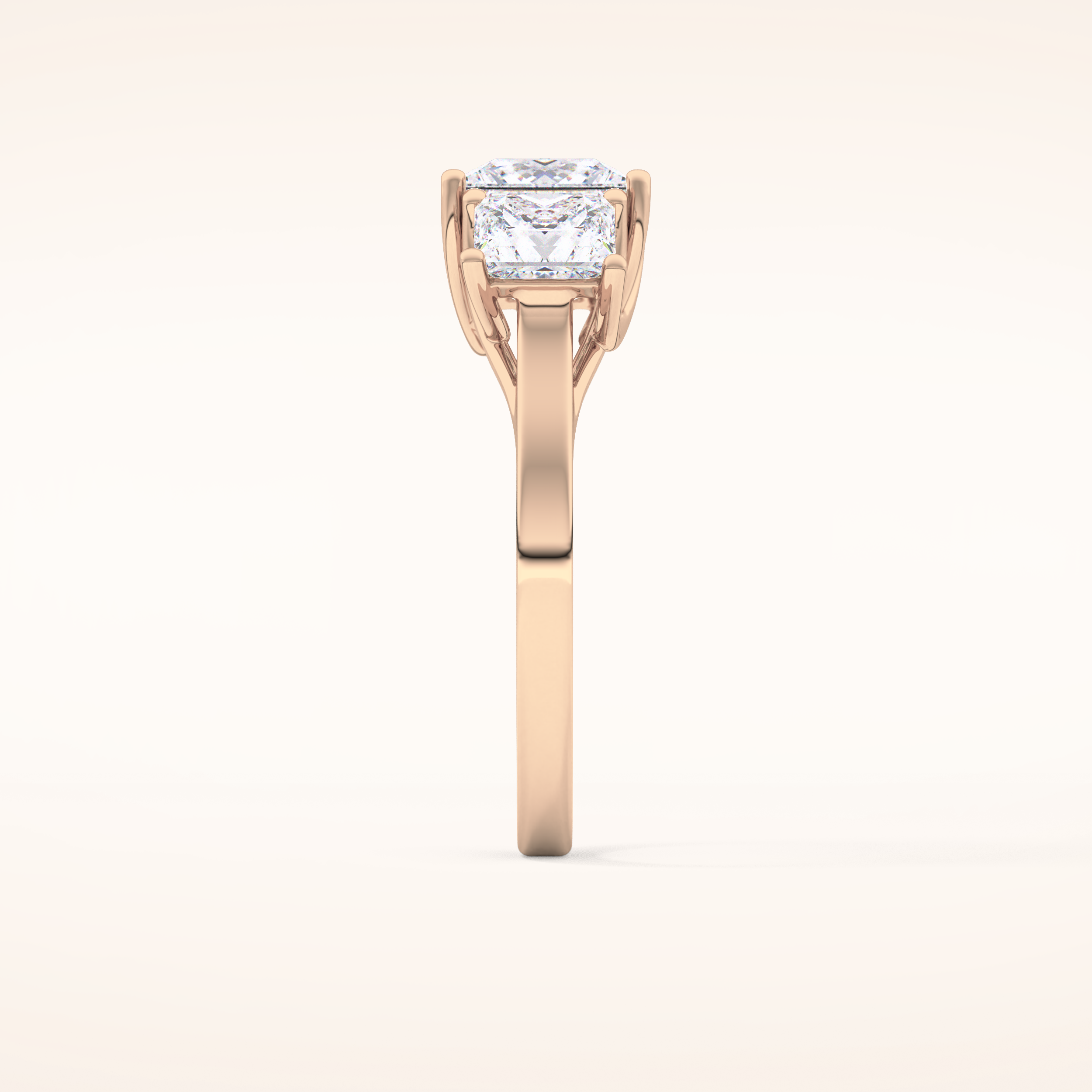 1.87 CT Princess Shaped Three Stone Moissanite Engagement Ring
