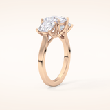 1.87 CT Princess Shaped Three Stone Moissanite Engagement Ring